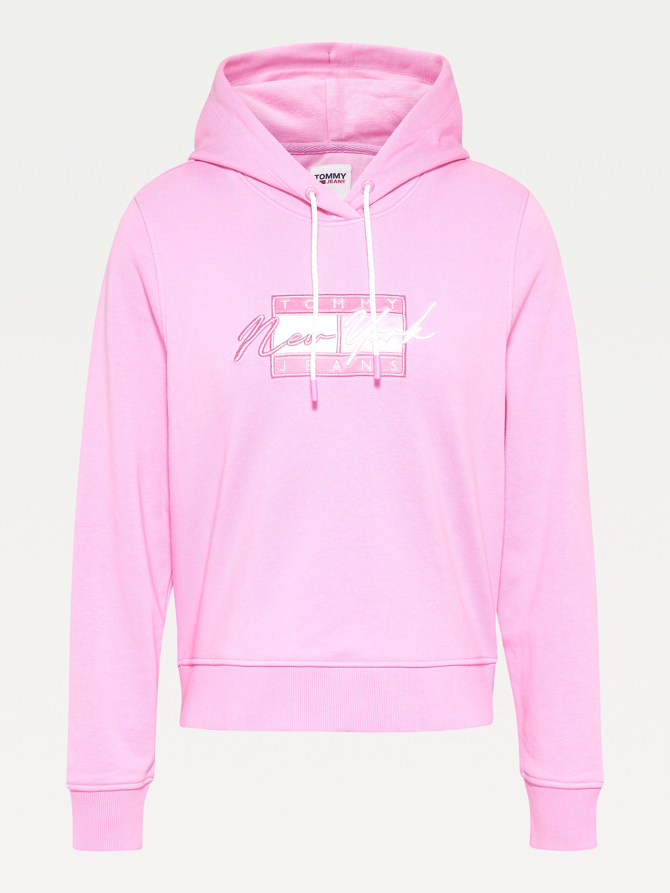 Tommy Jeans Cropped Tommy Jeans Logo Hoody in Pink | Tommy Hilfiger UAE