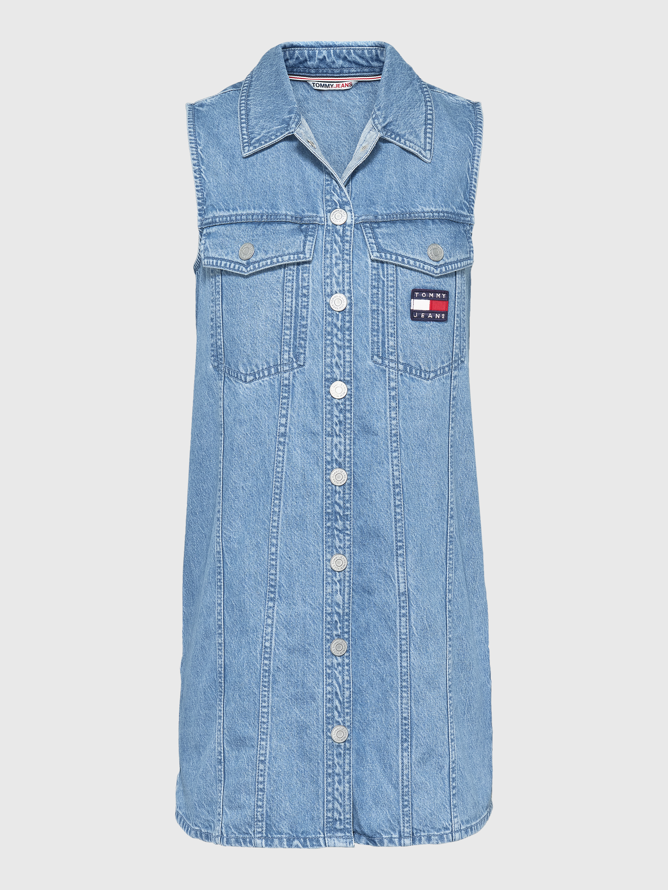 Tommy Badge Gathered Denim Shirt Dress 