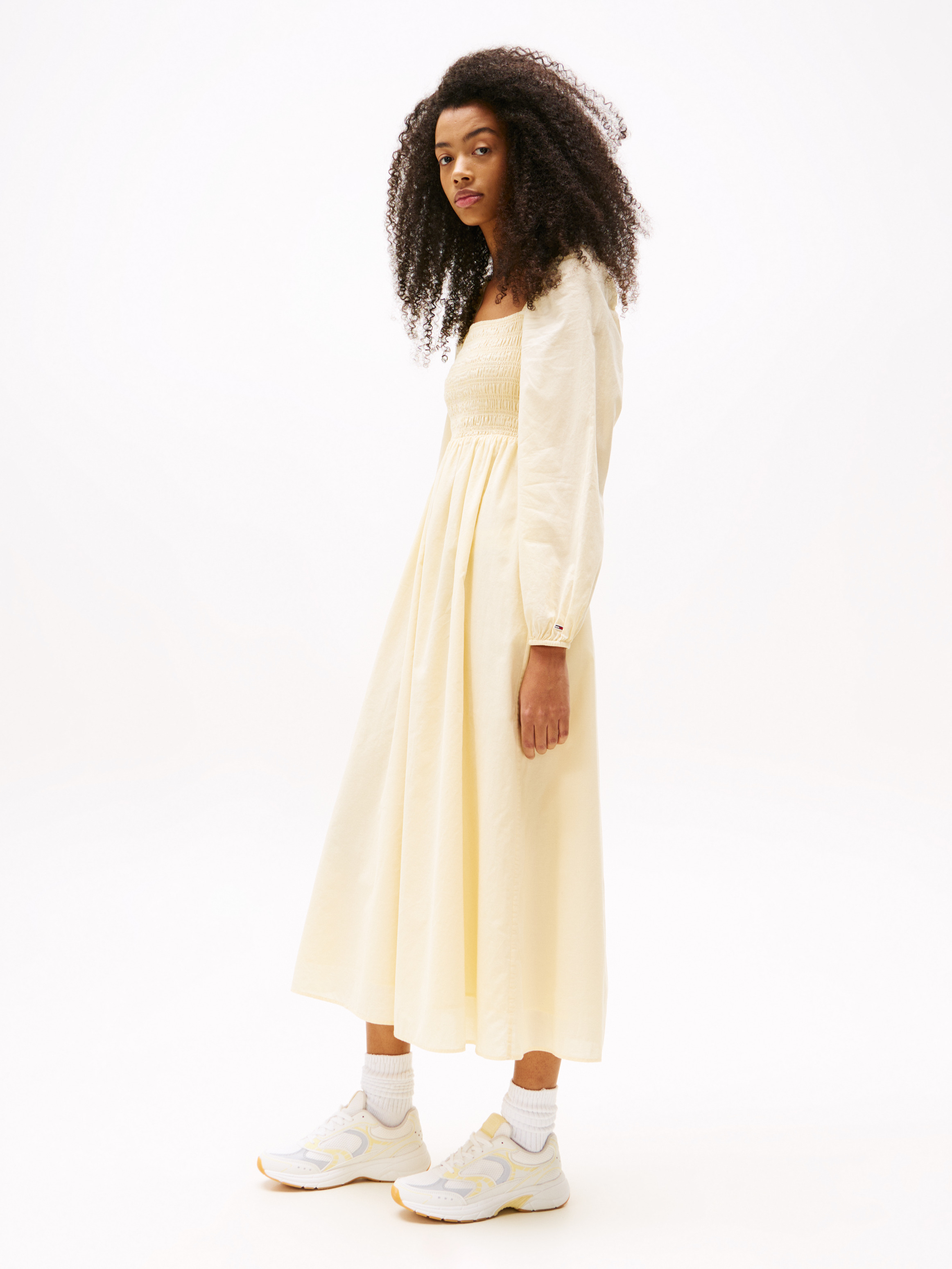Voile Square Neck Midi Dress
