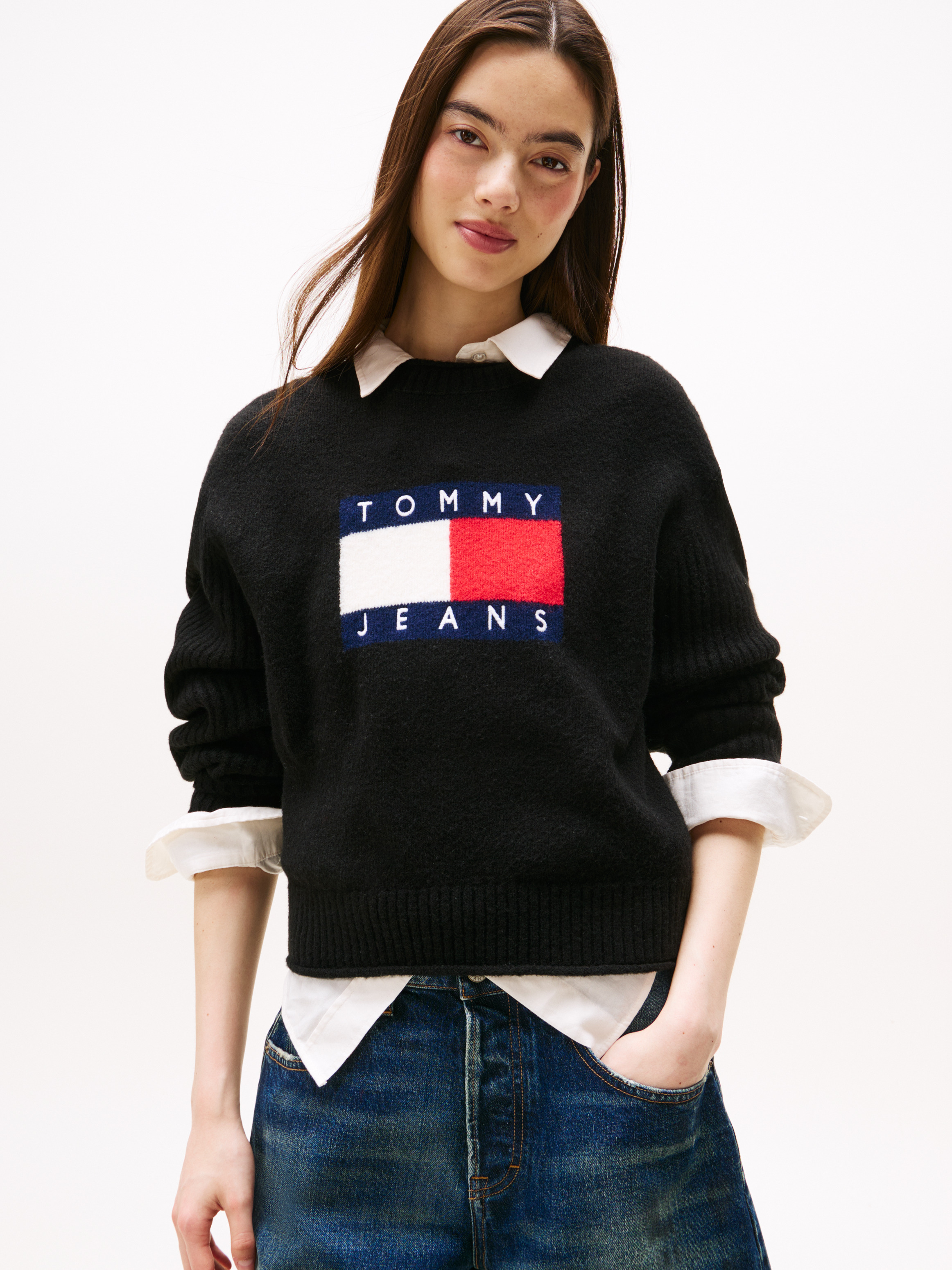 Tommy Flag Relaxed Mélange Jumper