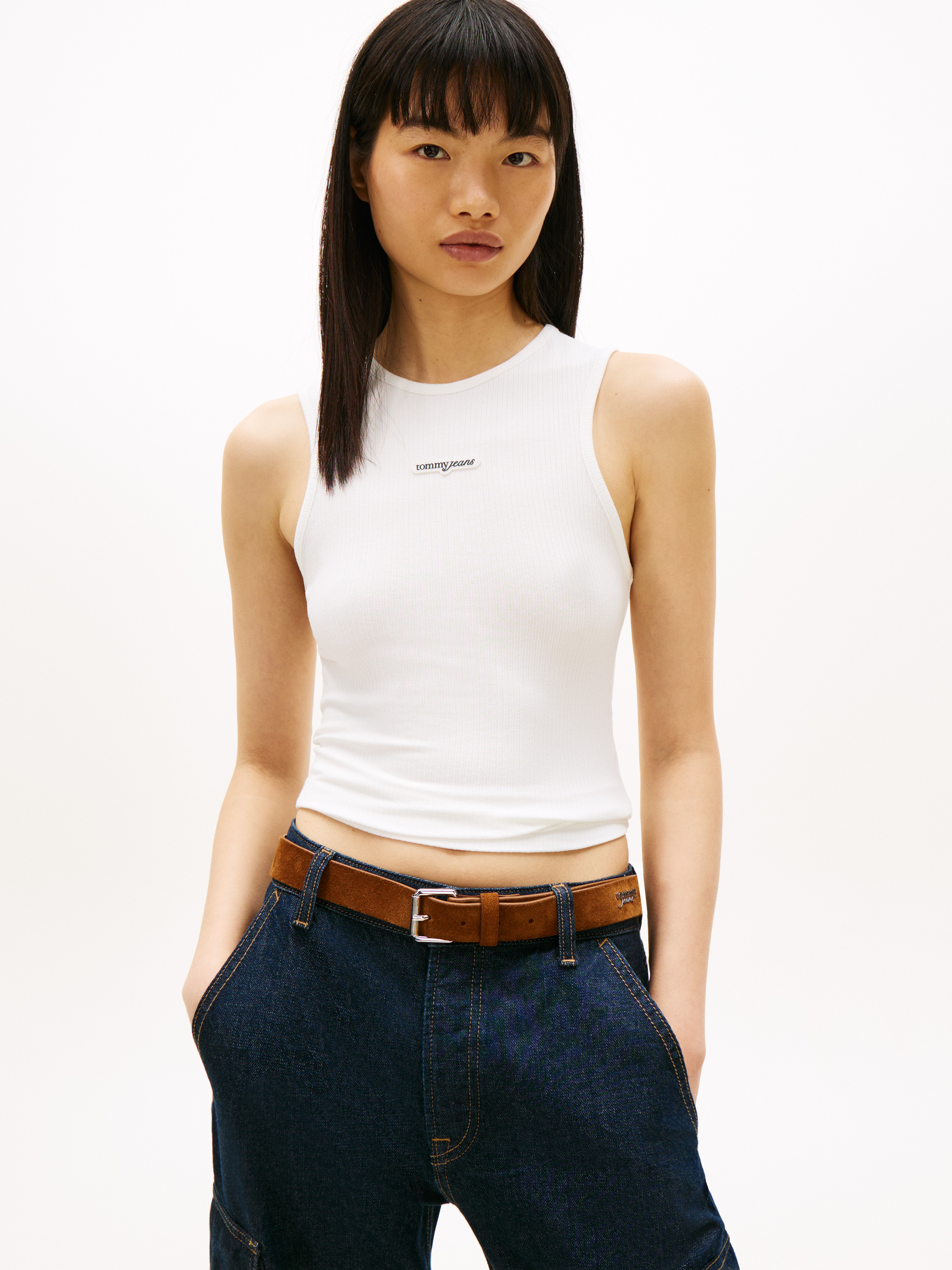 Logo Slim Ribbed Tank Top