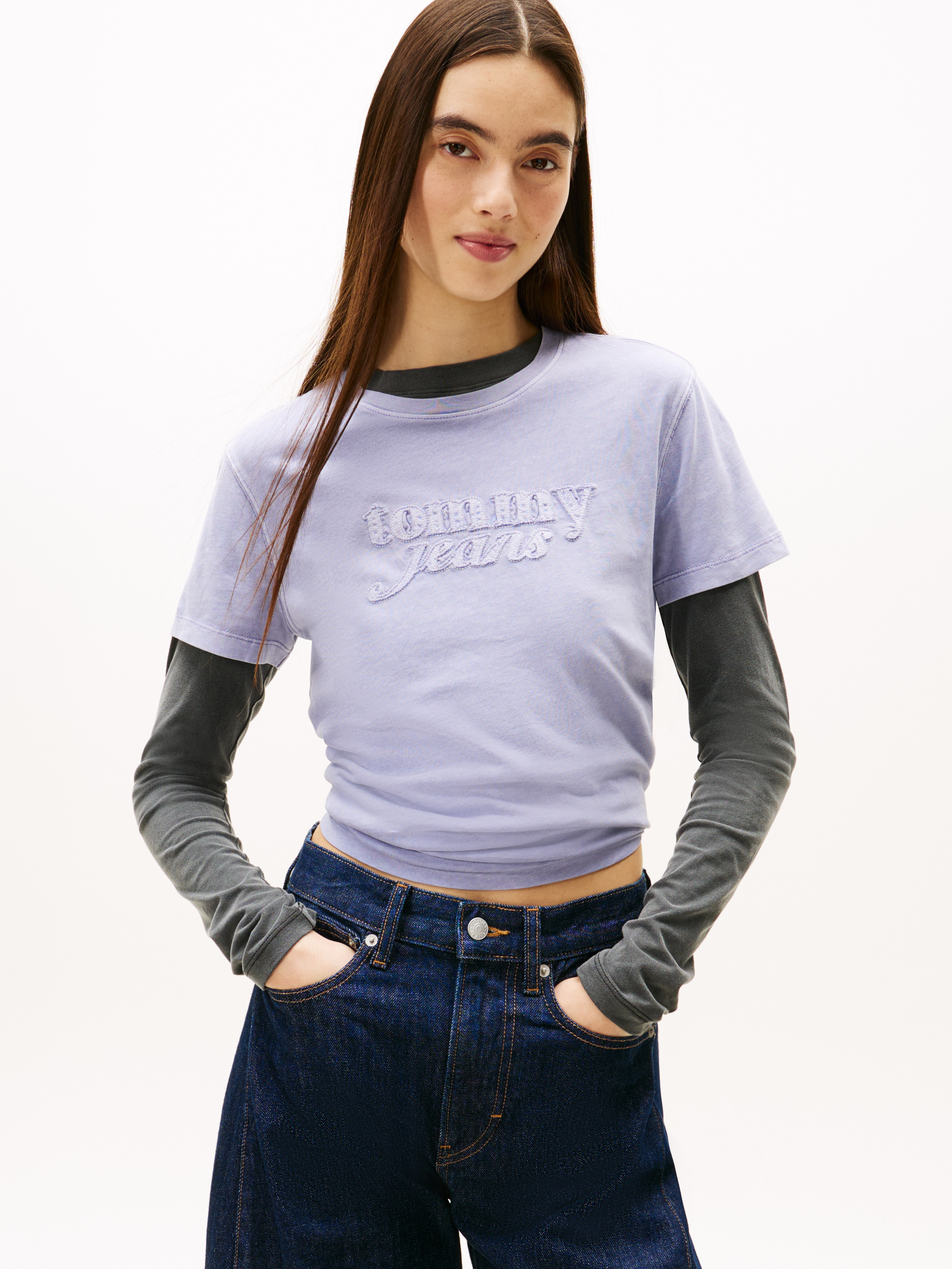 Tommy Jeans Regular Garment Dyed Script Short Sleeve T-Shirt