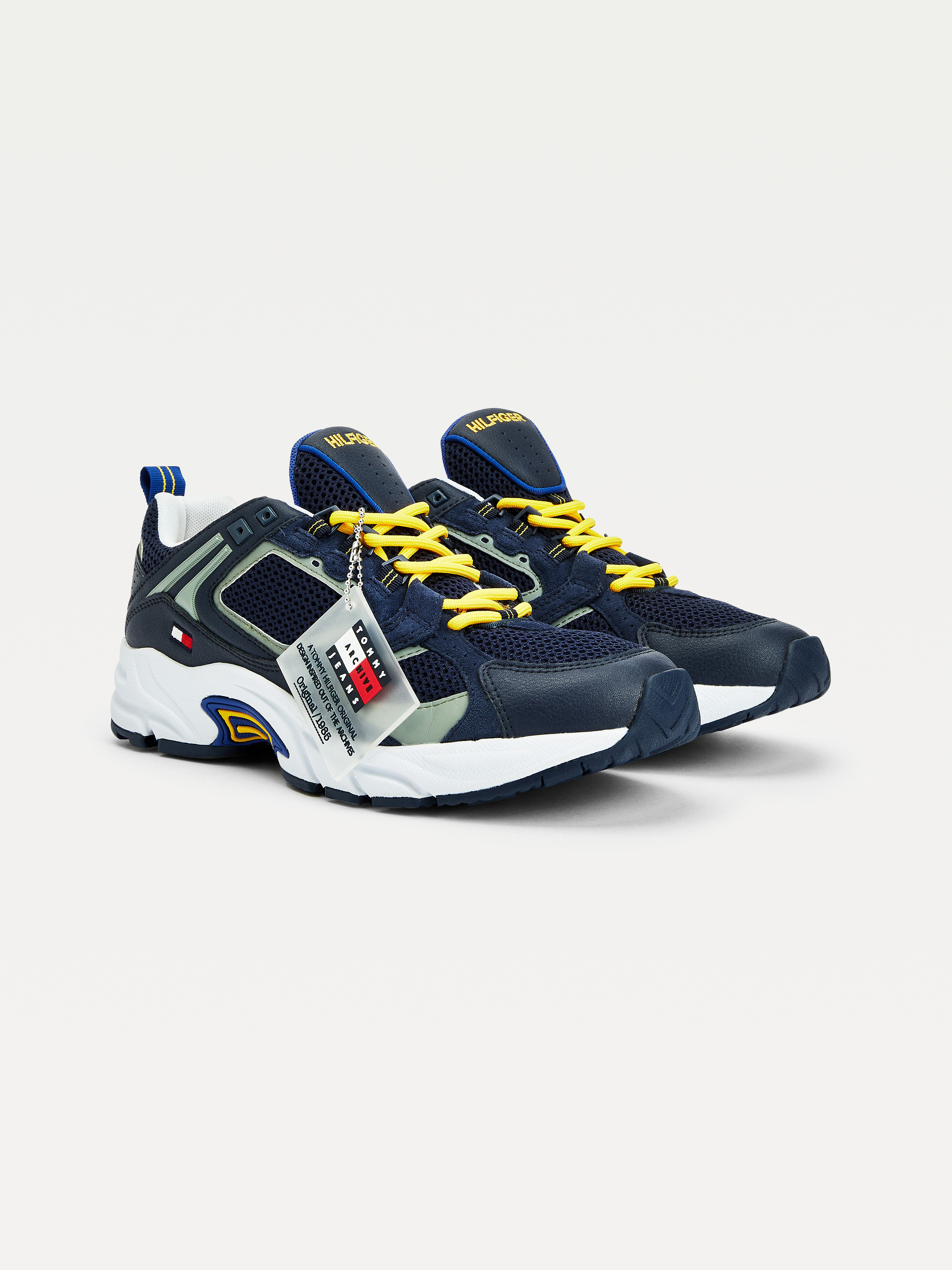 chunky mixed texture trainers