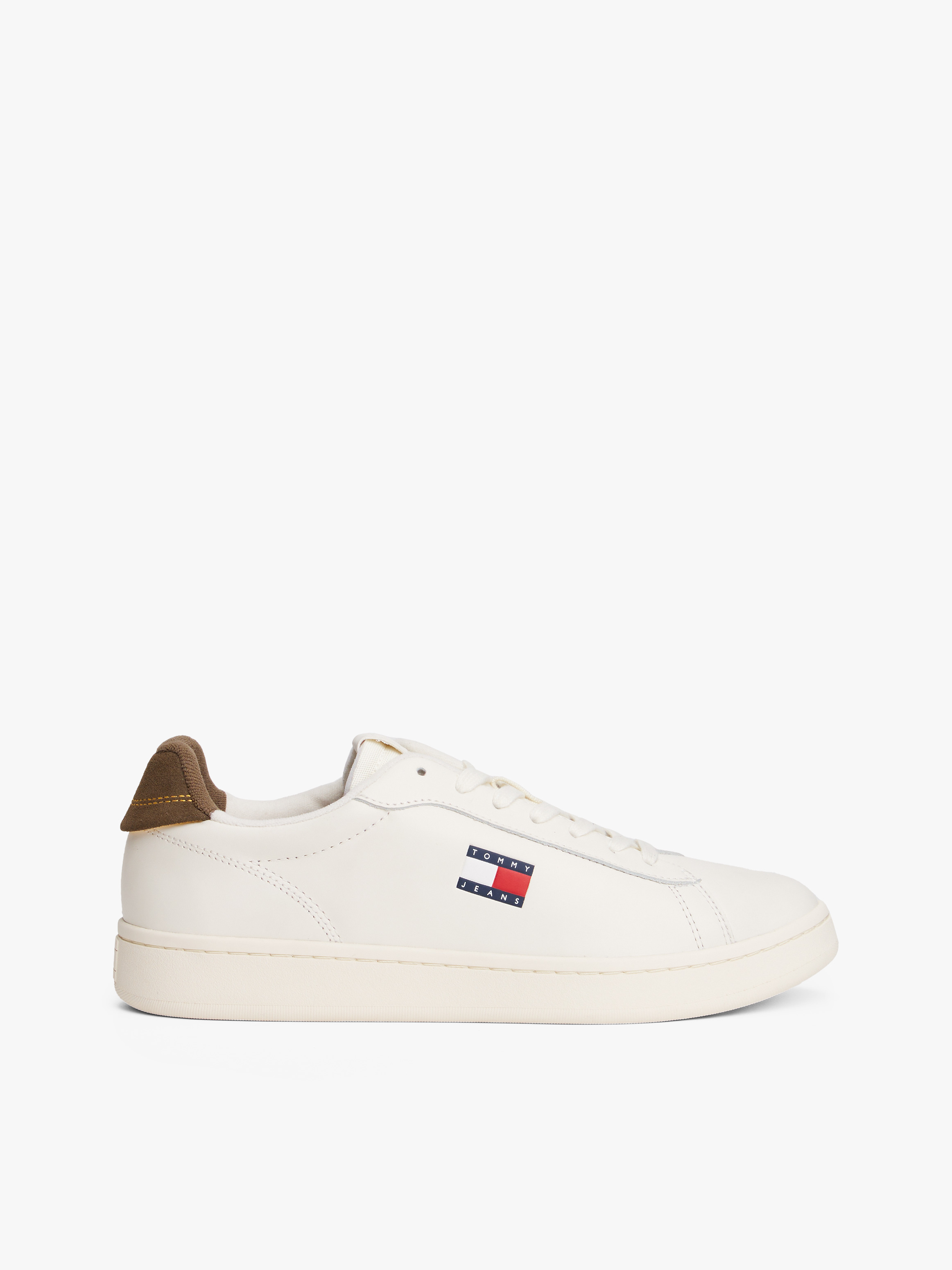 Leather Archive Court Trainers — Ivory