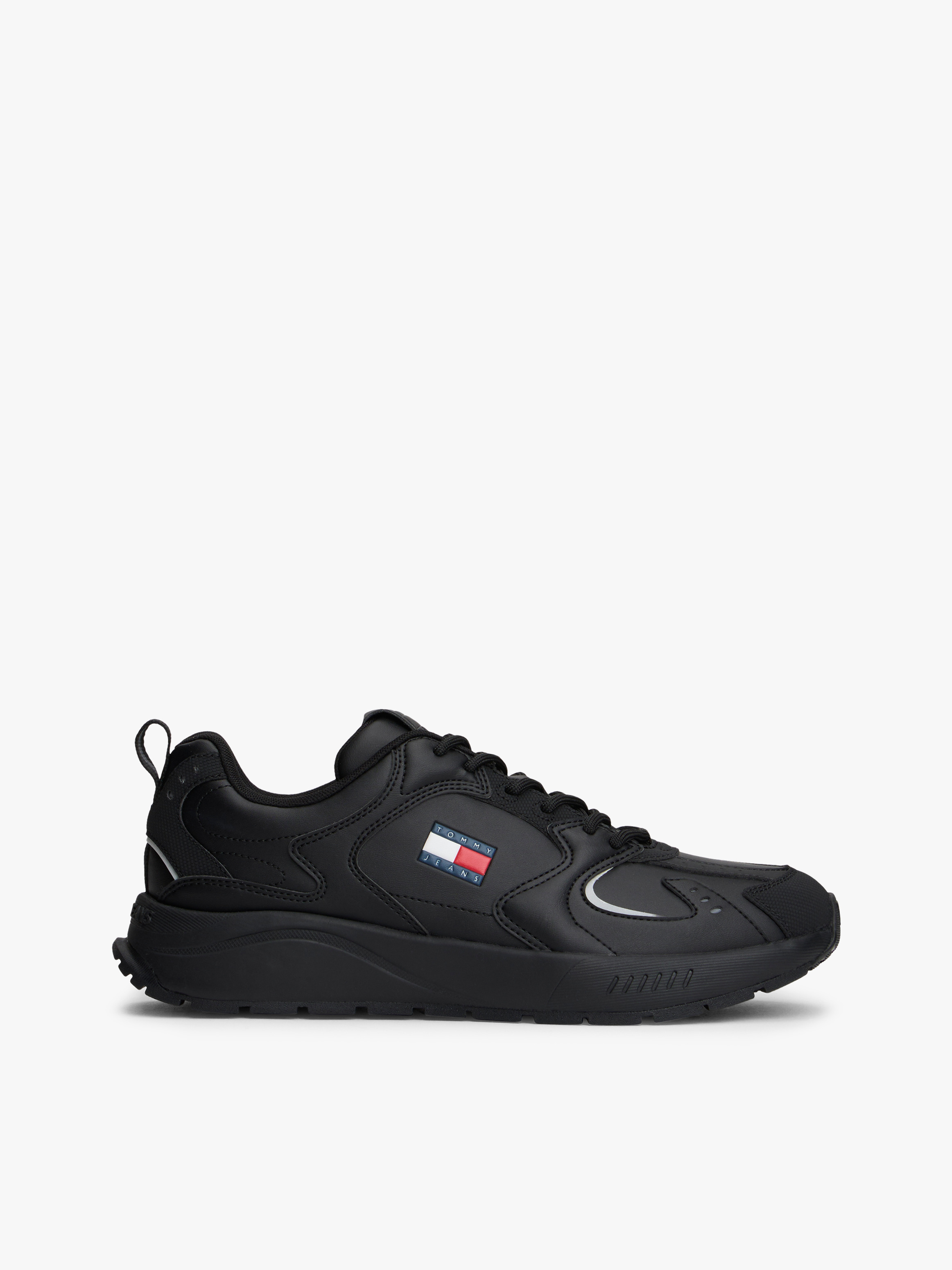 Mixed Texture Cleat Trainers — Black