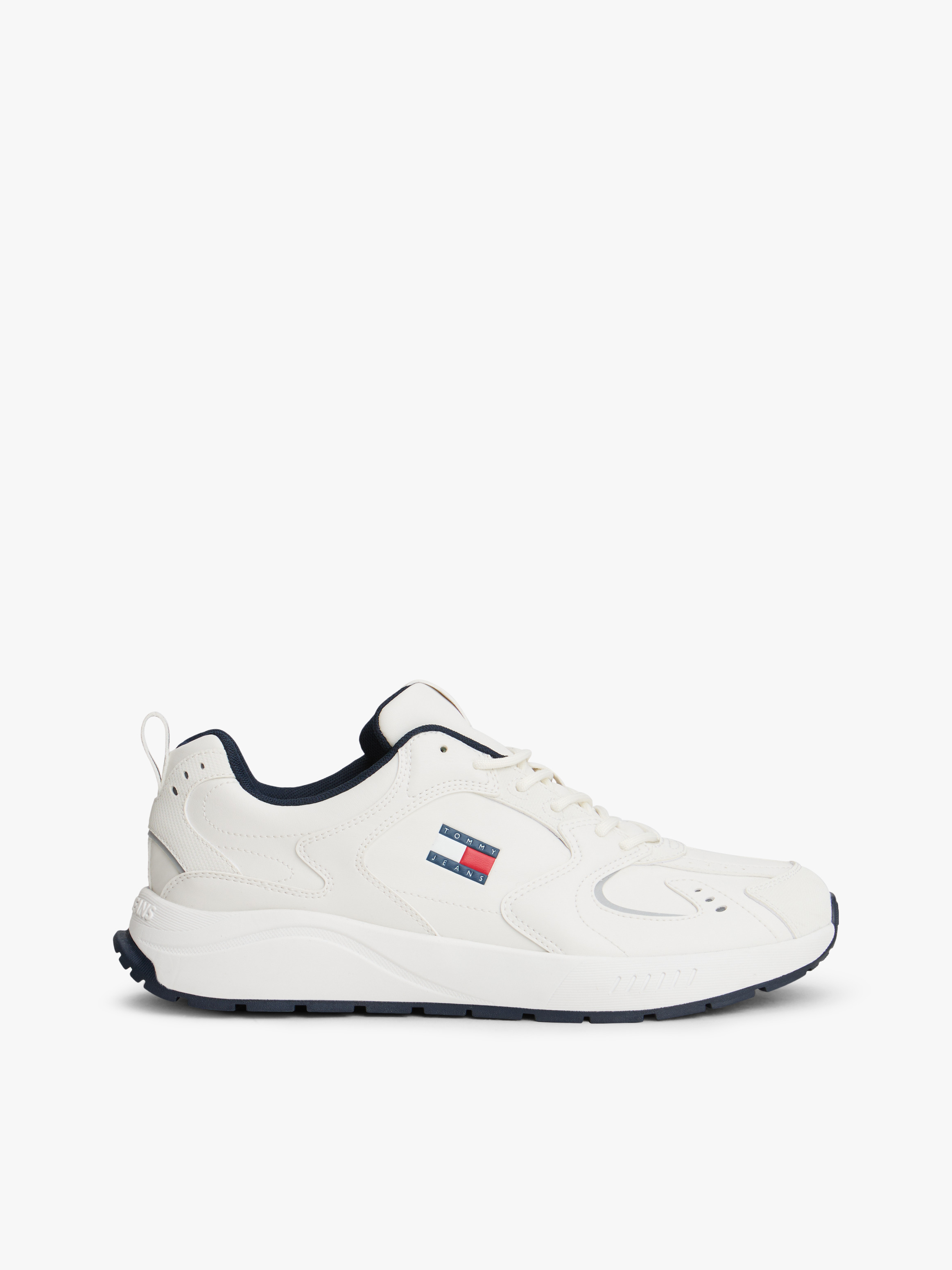 Mixed Texture Cleat Trainers — White