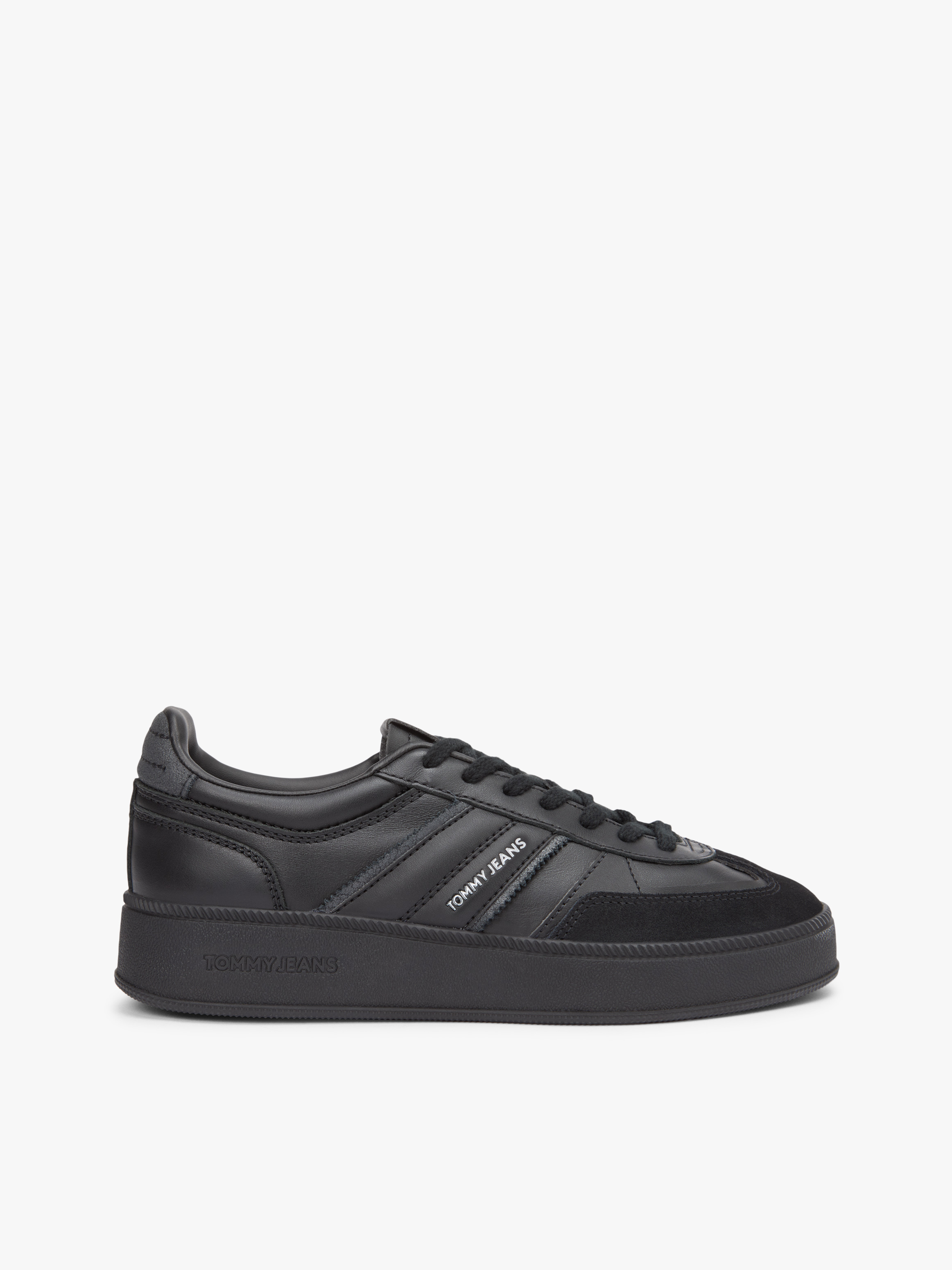 The Greenwich Leather Mixed Texture Platform Trainers