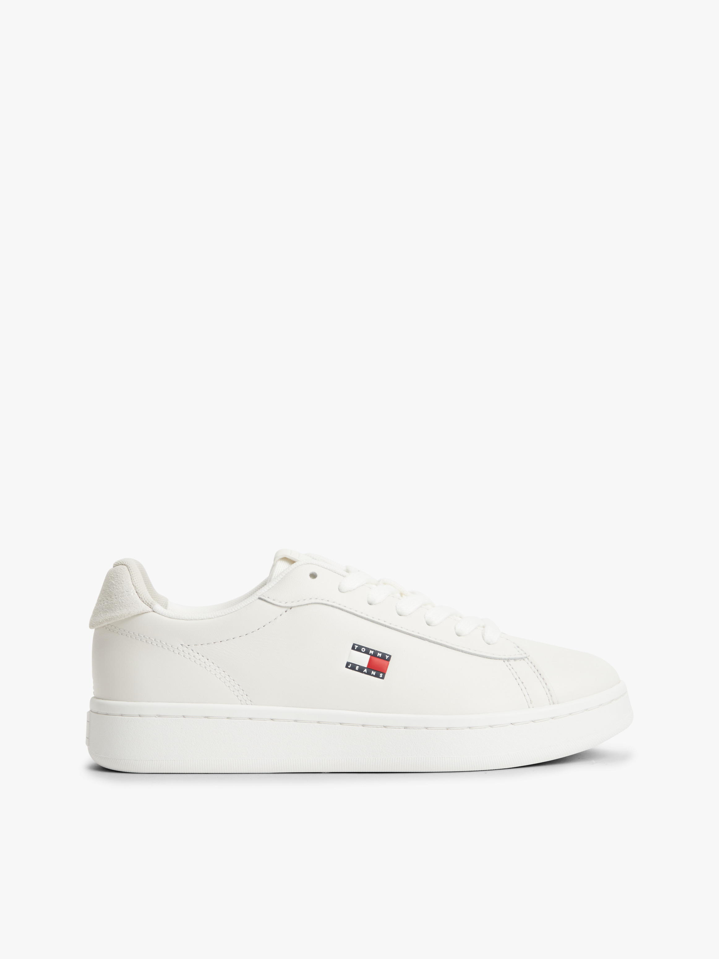 Contrast Heel Leather Archive Court Trainers — Off White