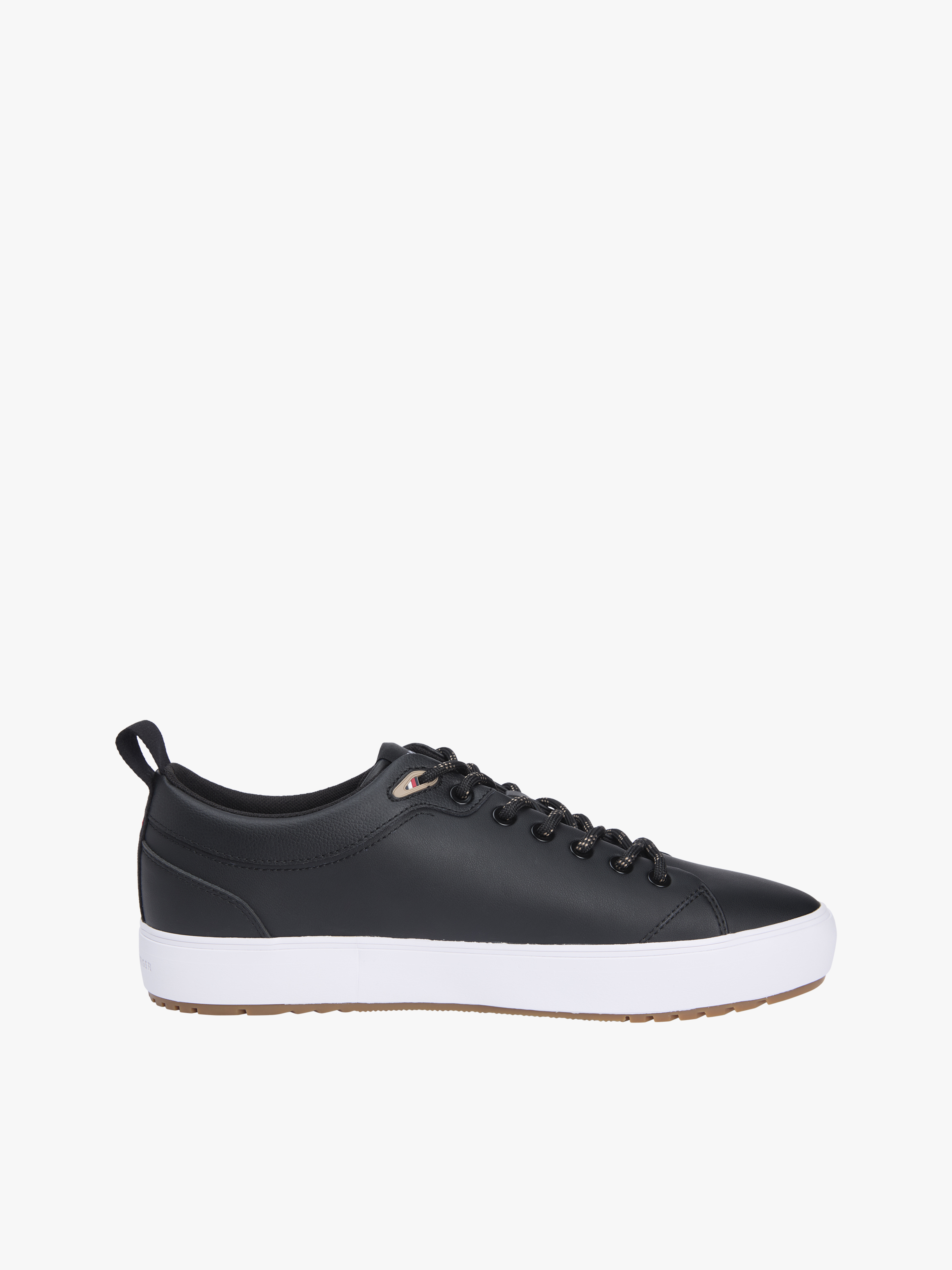 Fine-Cleat Trainers with Leather — BLACK