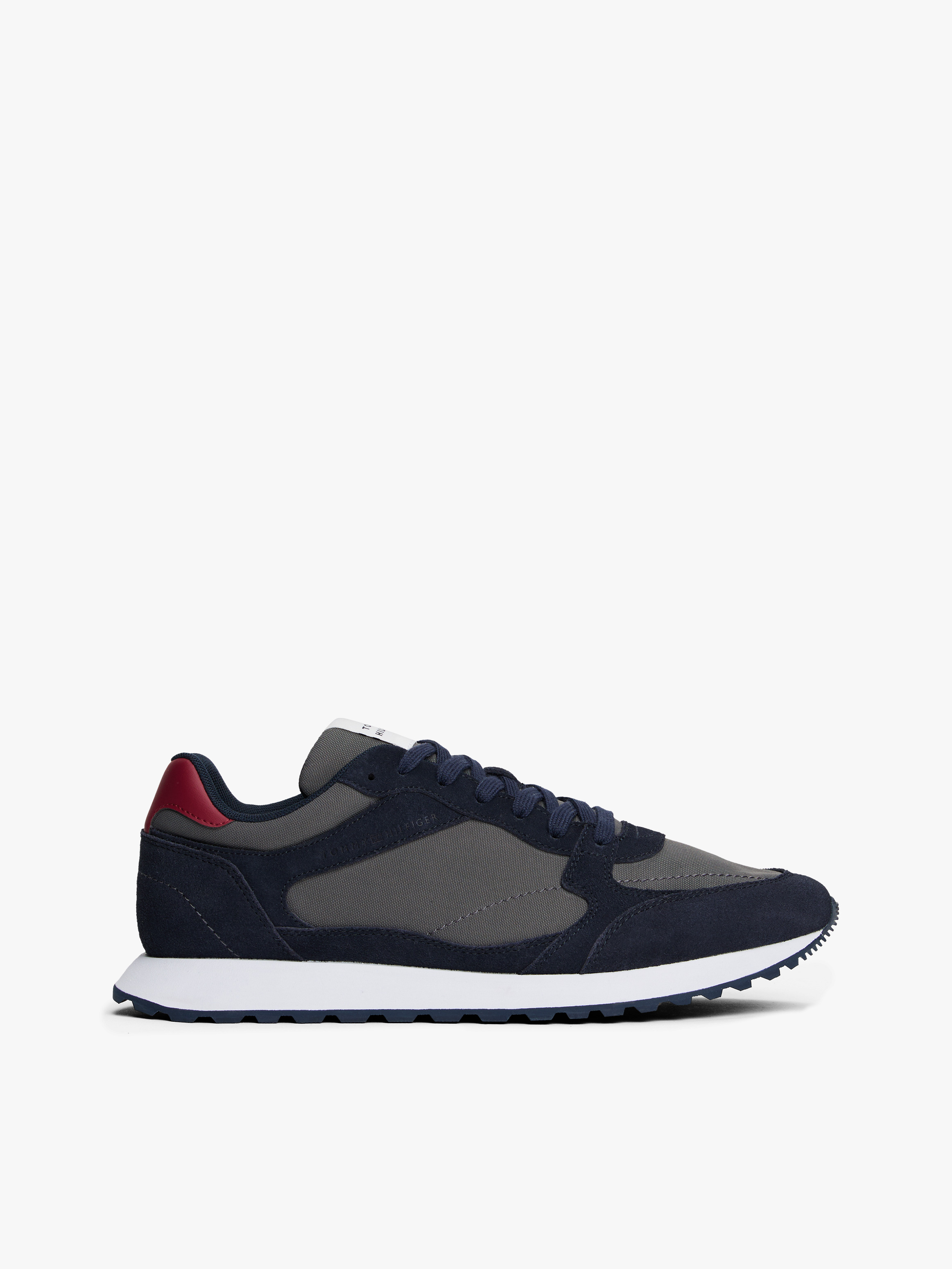 Suede Cleat Mixed Texture Trainers — Navy