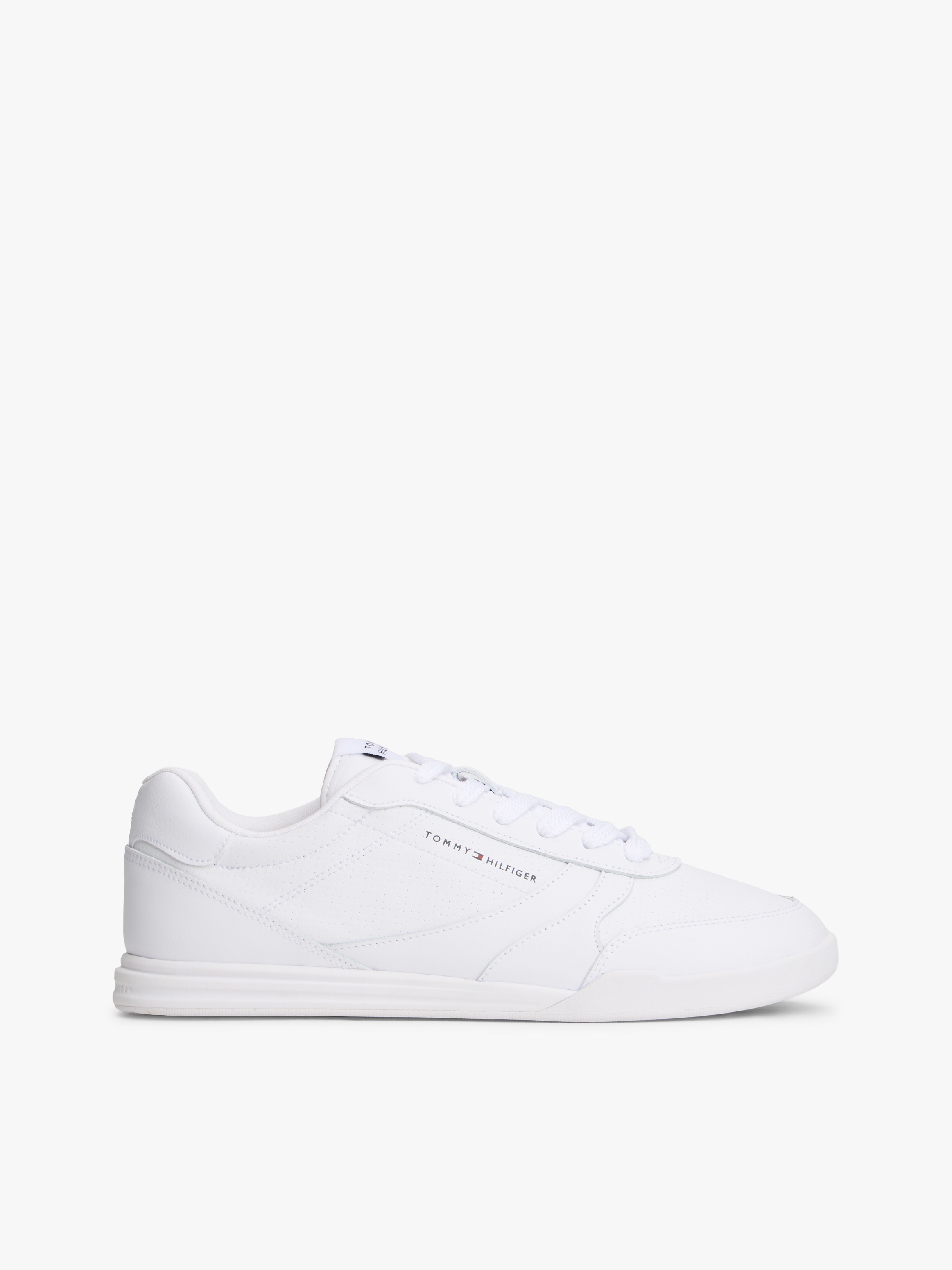 Debossed Logo Cupsole Trainers with Leather — White