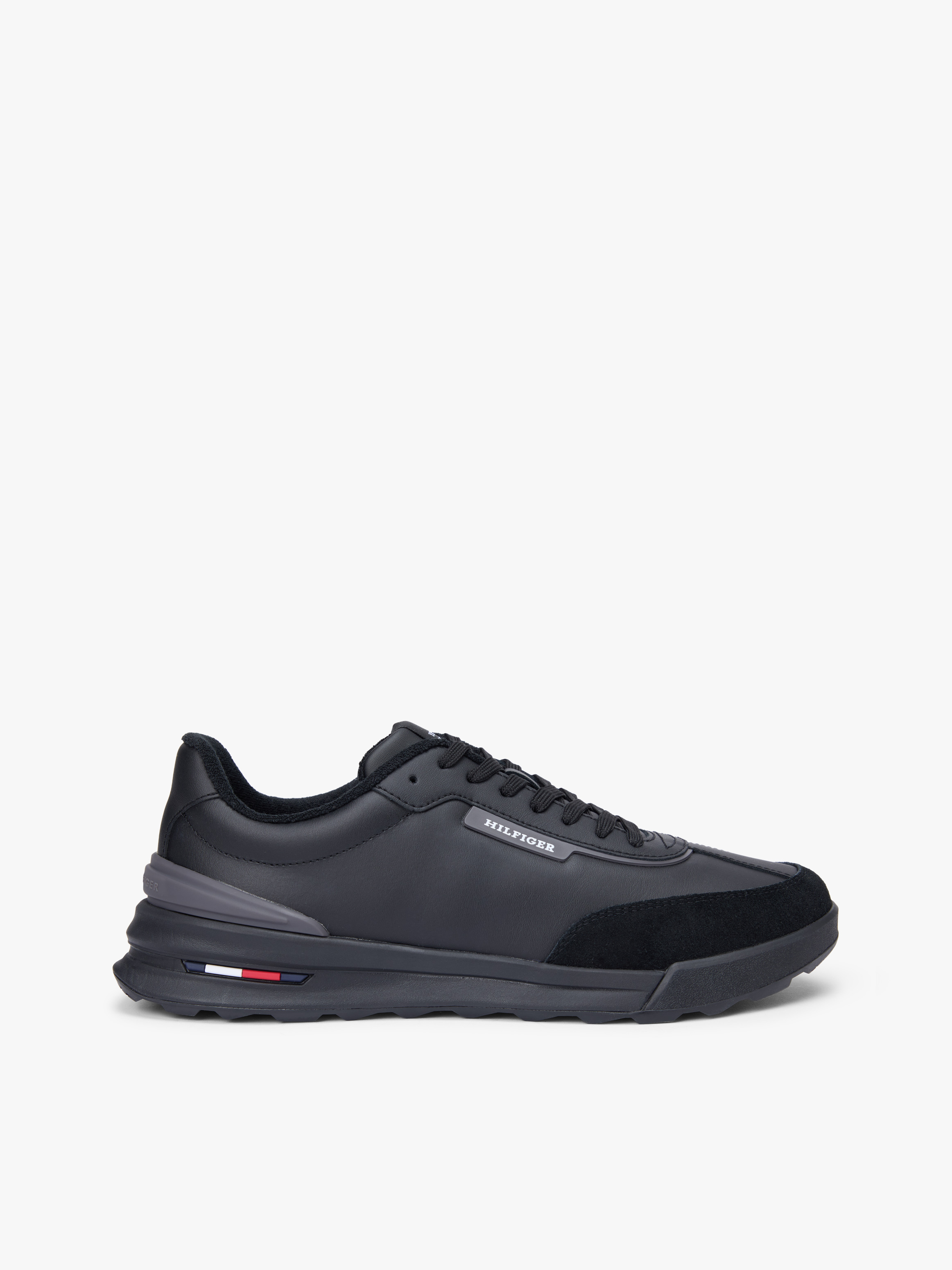 Retro Mixed Texture Trainers with Leather