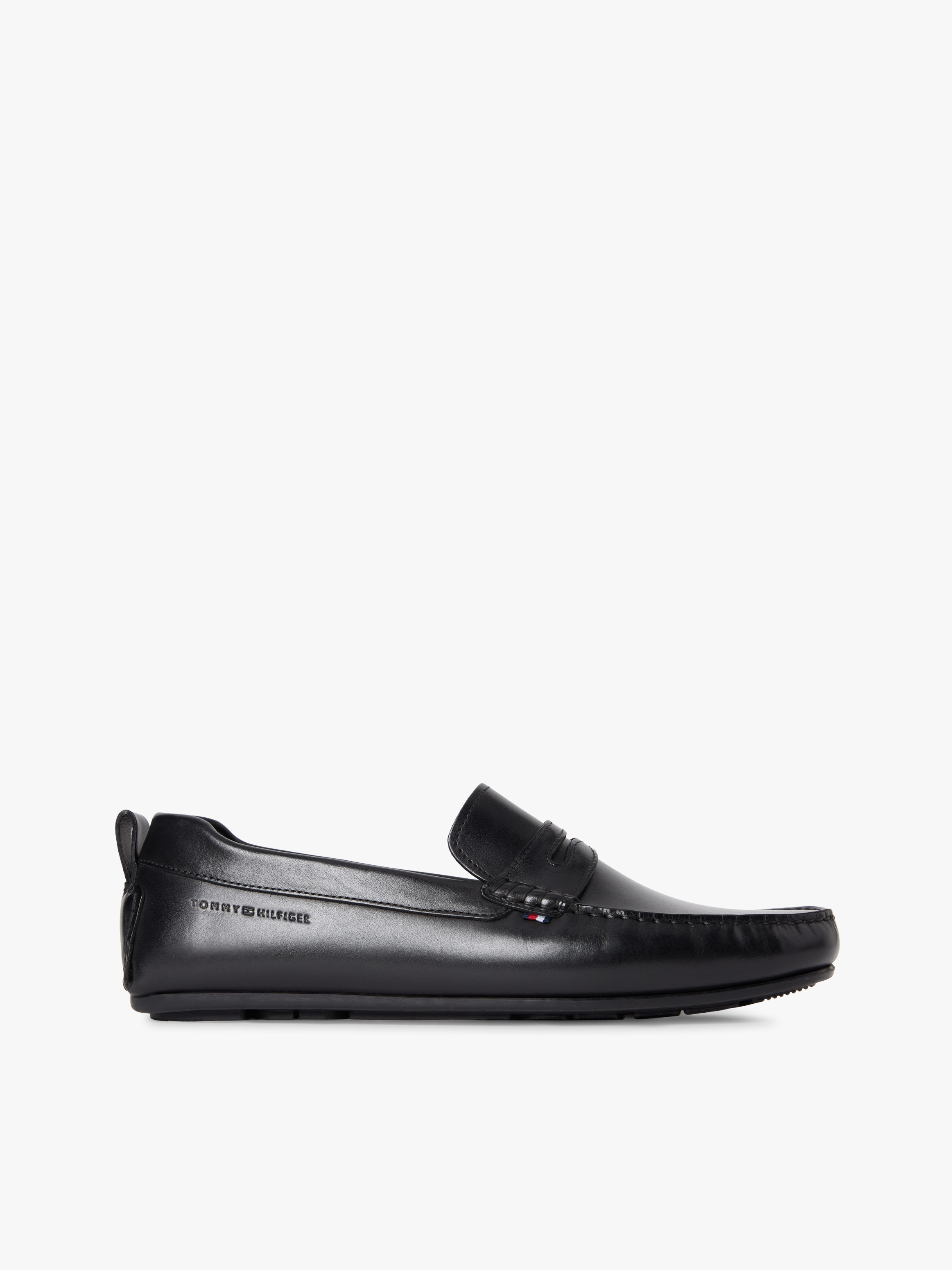 Leather Logo Penny Strap Driver Shoes