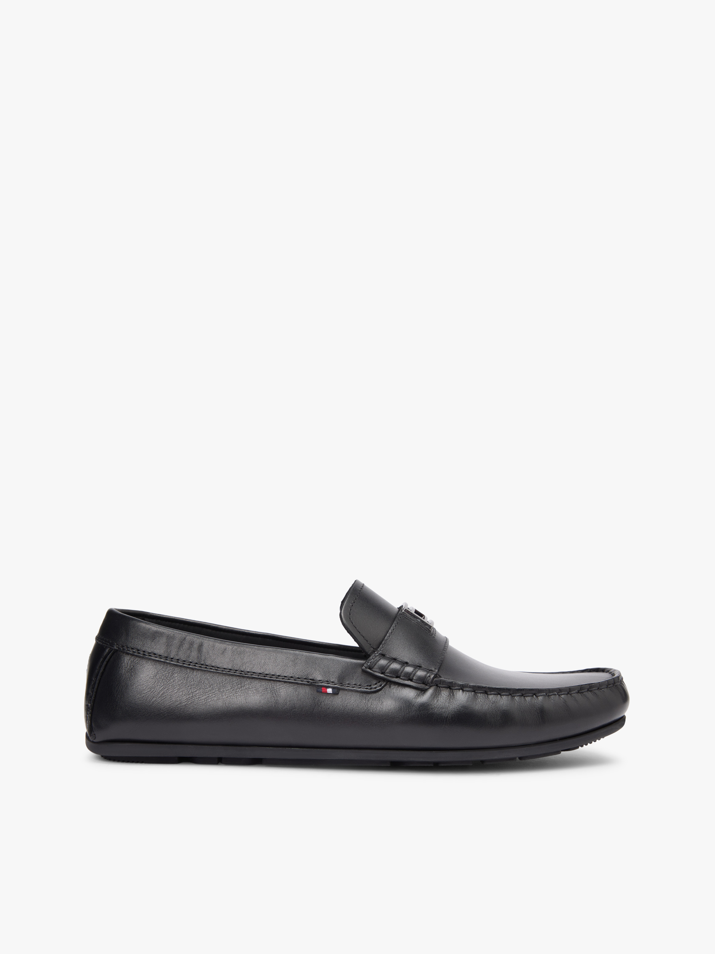 Flag Plaque Leather Driver Shoes