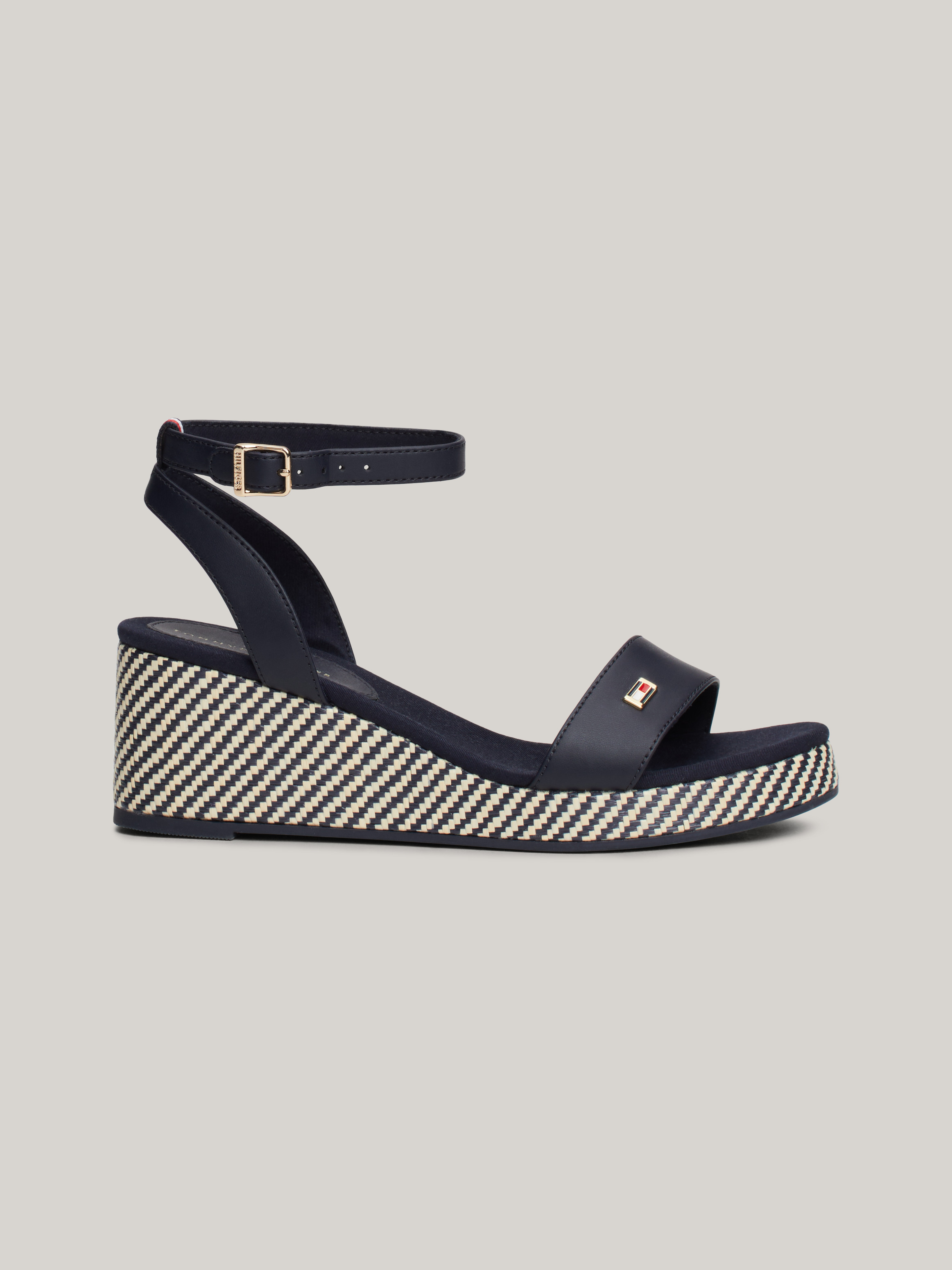 Raffia Wedge Heel Ankle Strap Sandals
