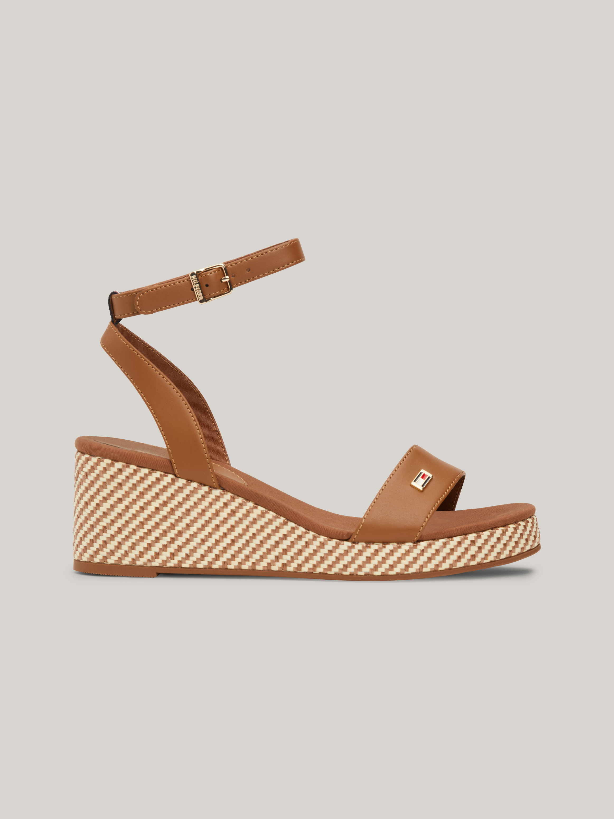 Raffia Wedge Heel Ankle Strap Sandals