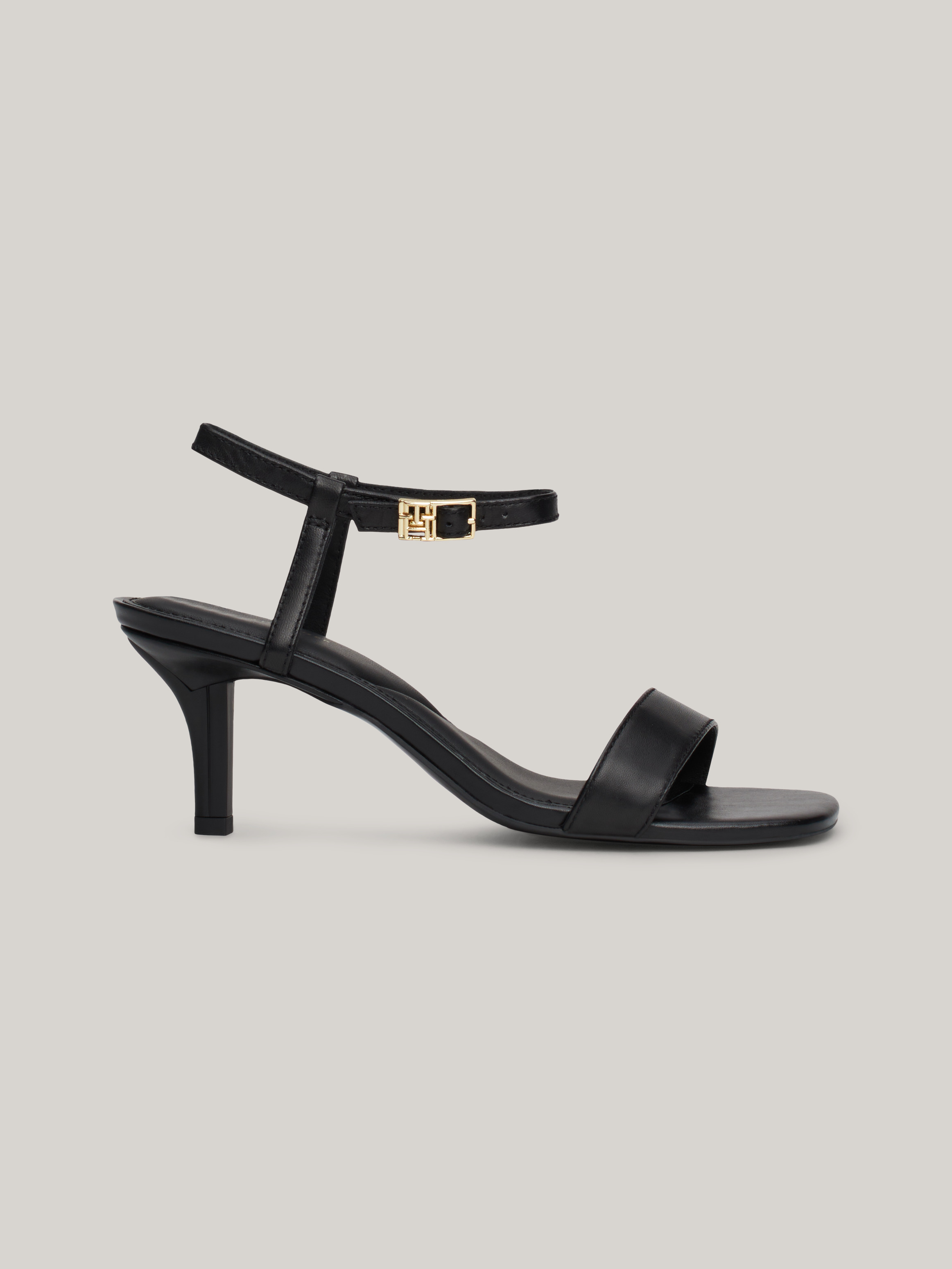 TH Monogram Leather Kitten Heel Sandals