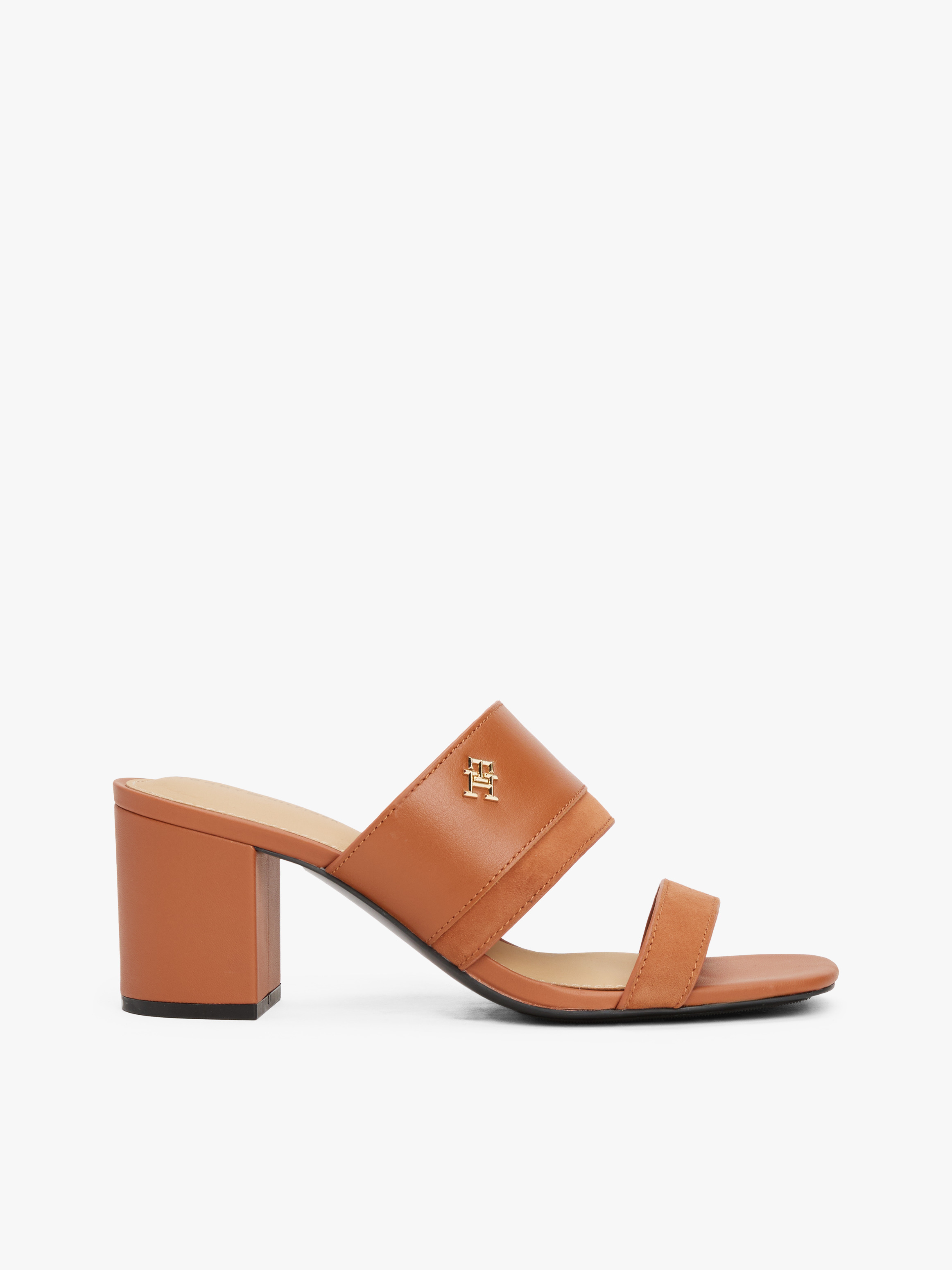 Leather Block Heel Mules