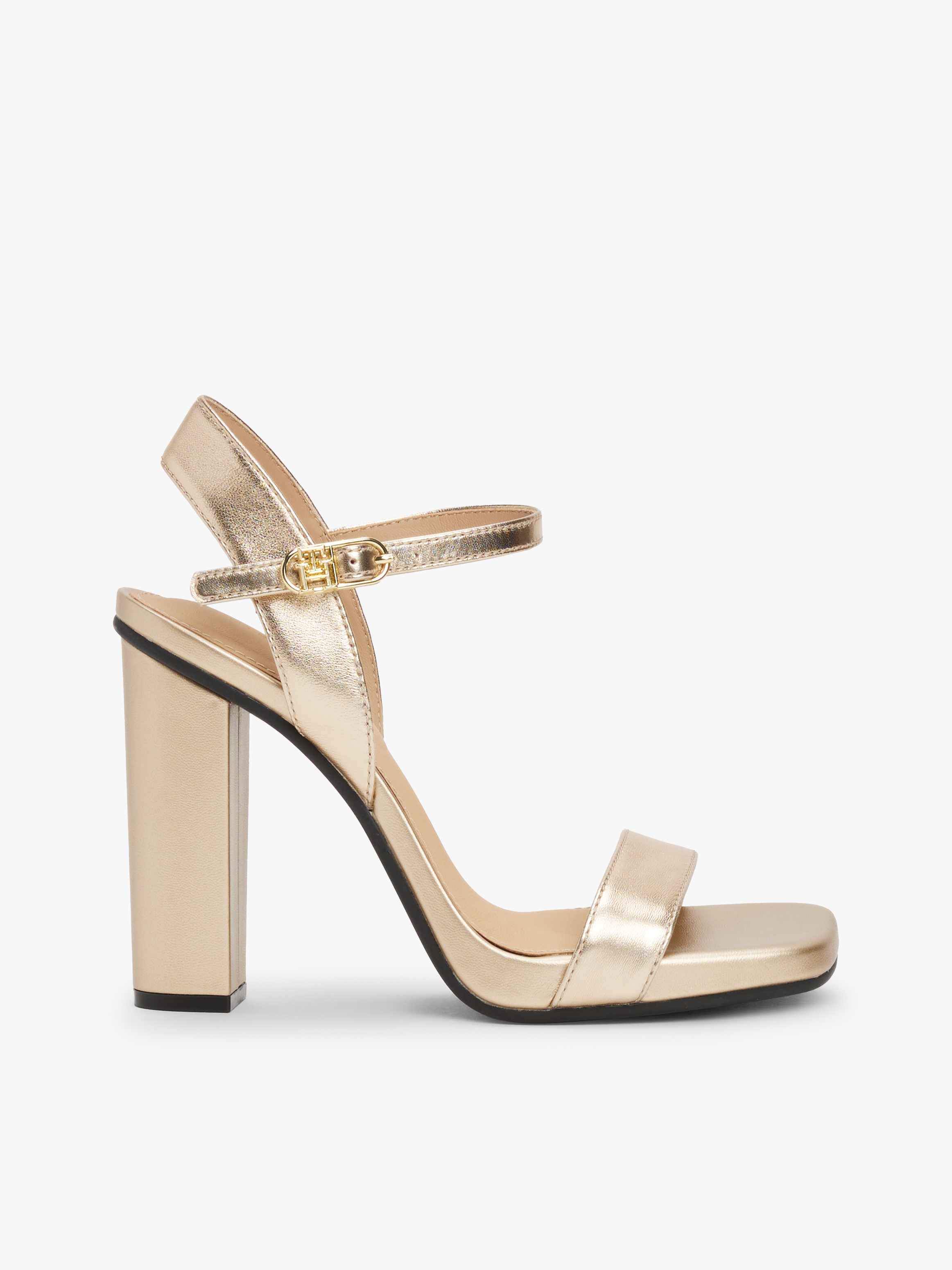 Metallic Leather Block High Heels