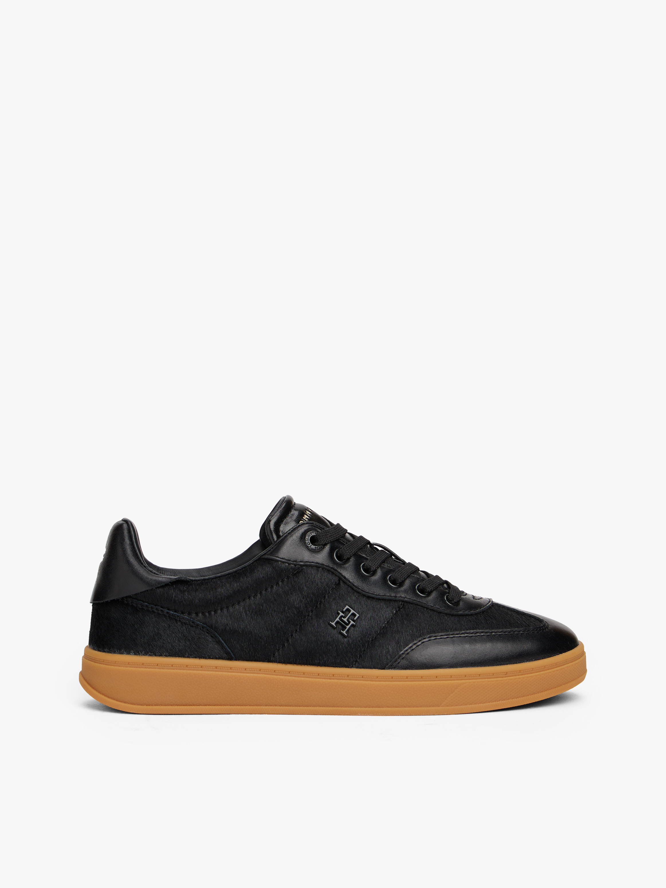 TH Monogram Mixed Texture Trainers — BLACK