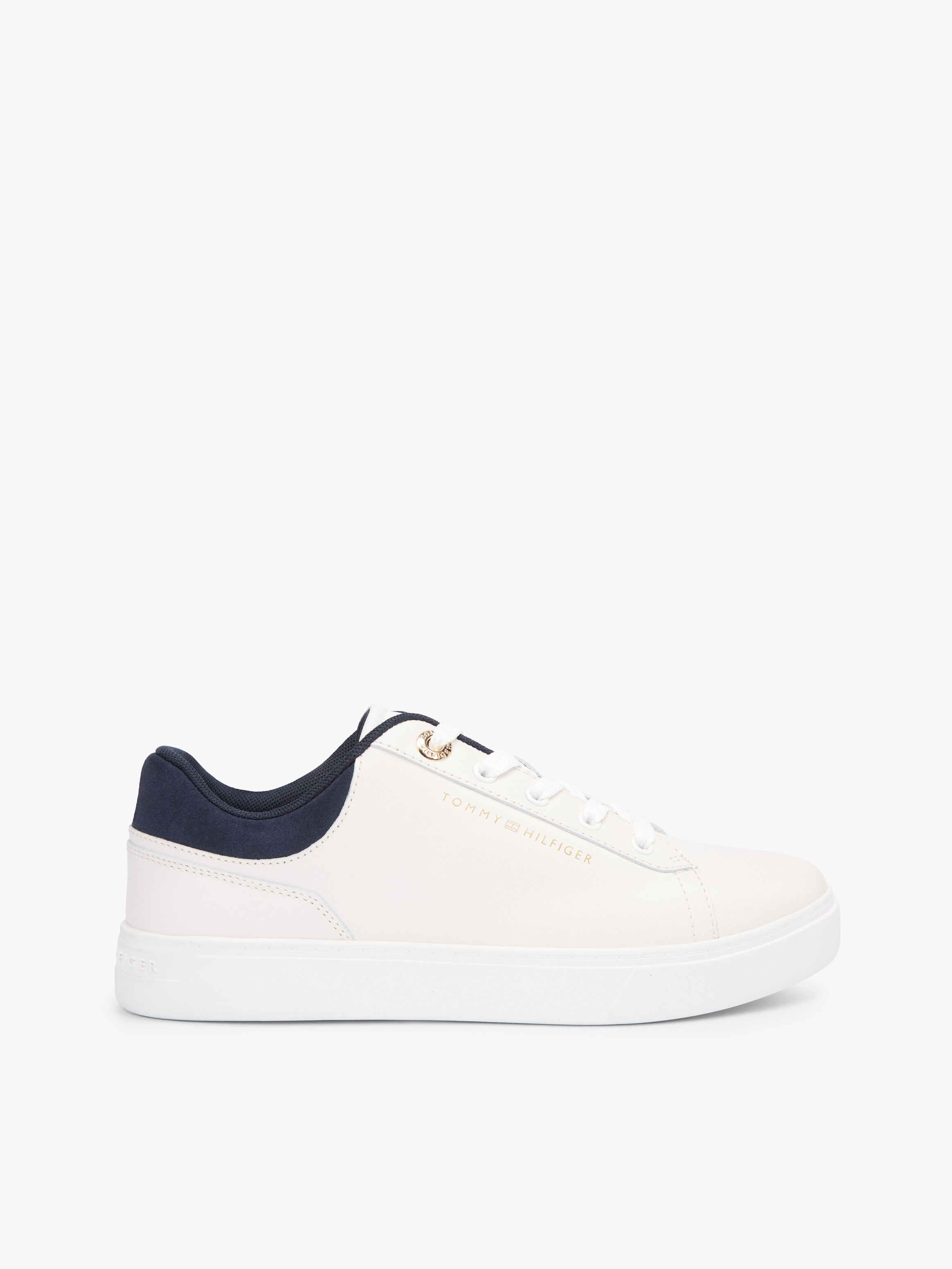 Leather Embossed Logo Cupsole Trainers
