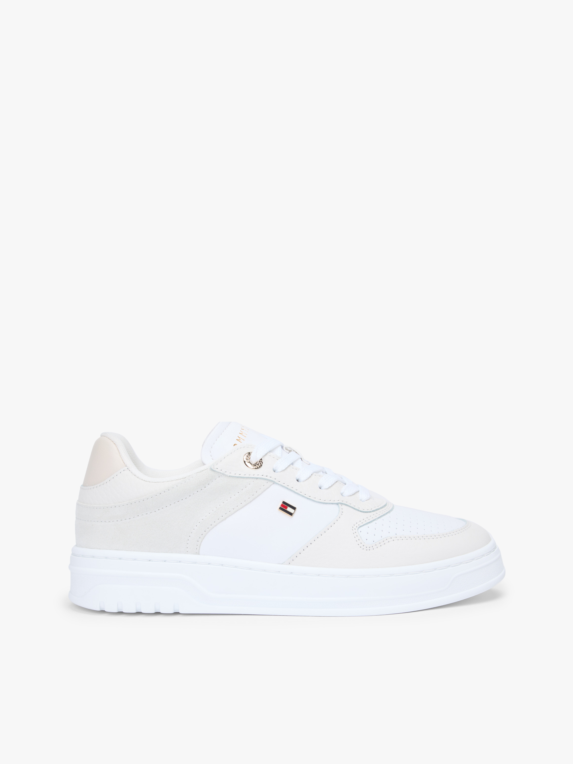 Leather Mixed Texture Cupsole Trainers