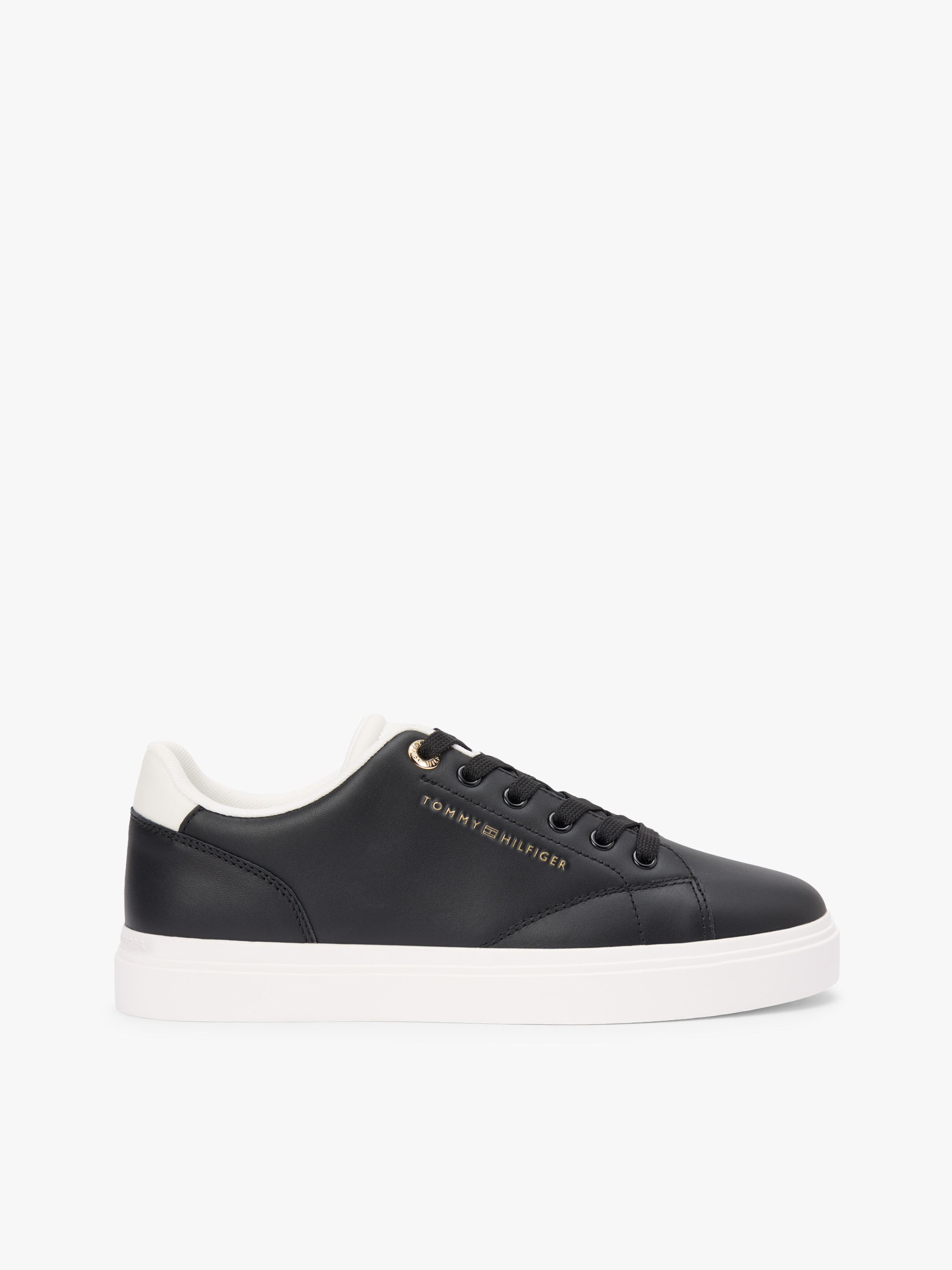 Leather Metallic Logo Cupsole Trainers