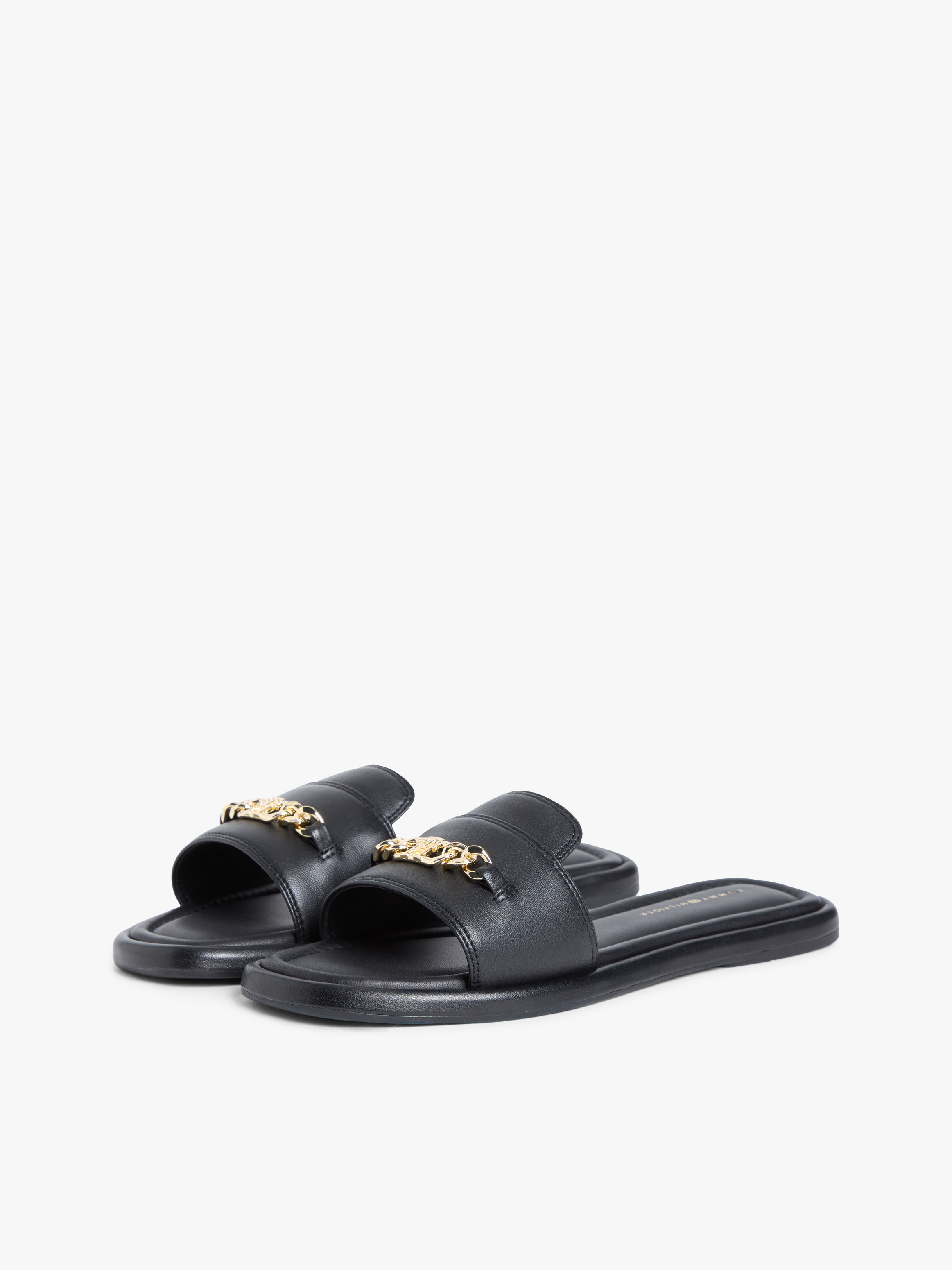TH Monogram Horsebit Flat Leather Mules