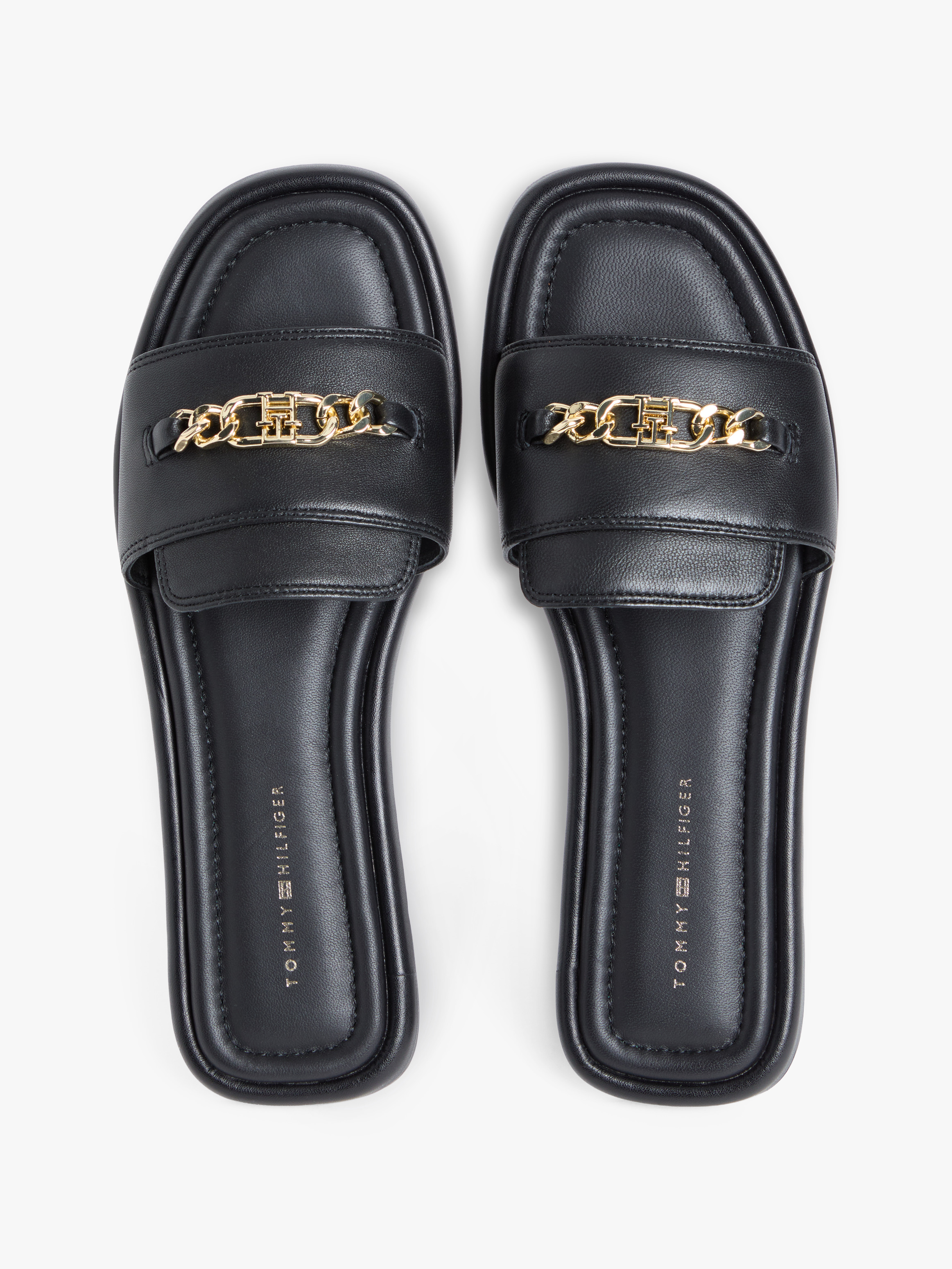 TH Monogram Horsebit Flat Leather Mules