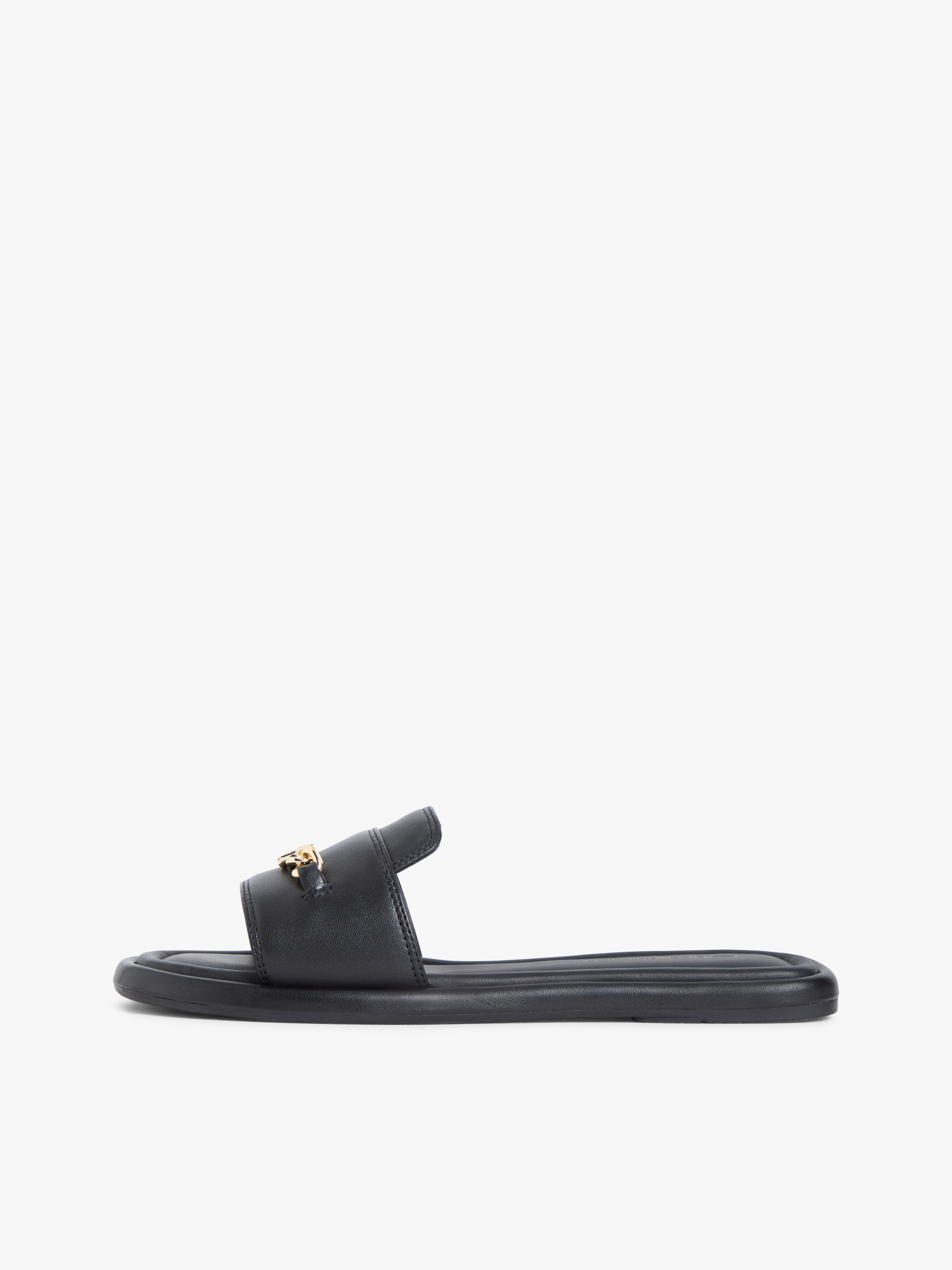 TH Monogram Horsebit Flat Leather Mules
