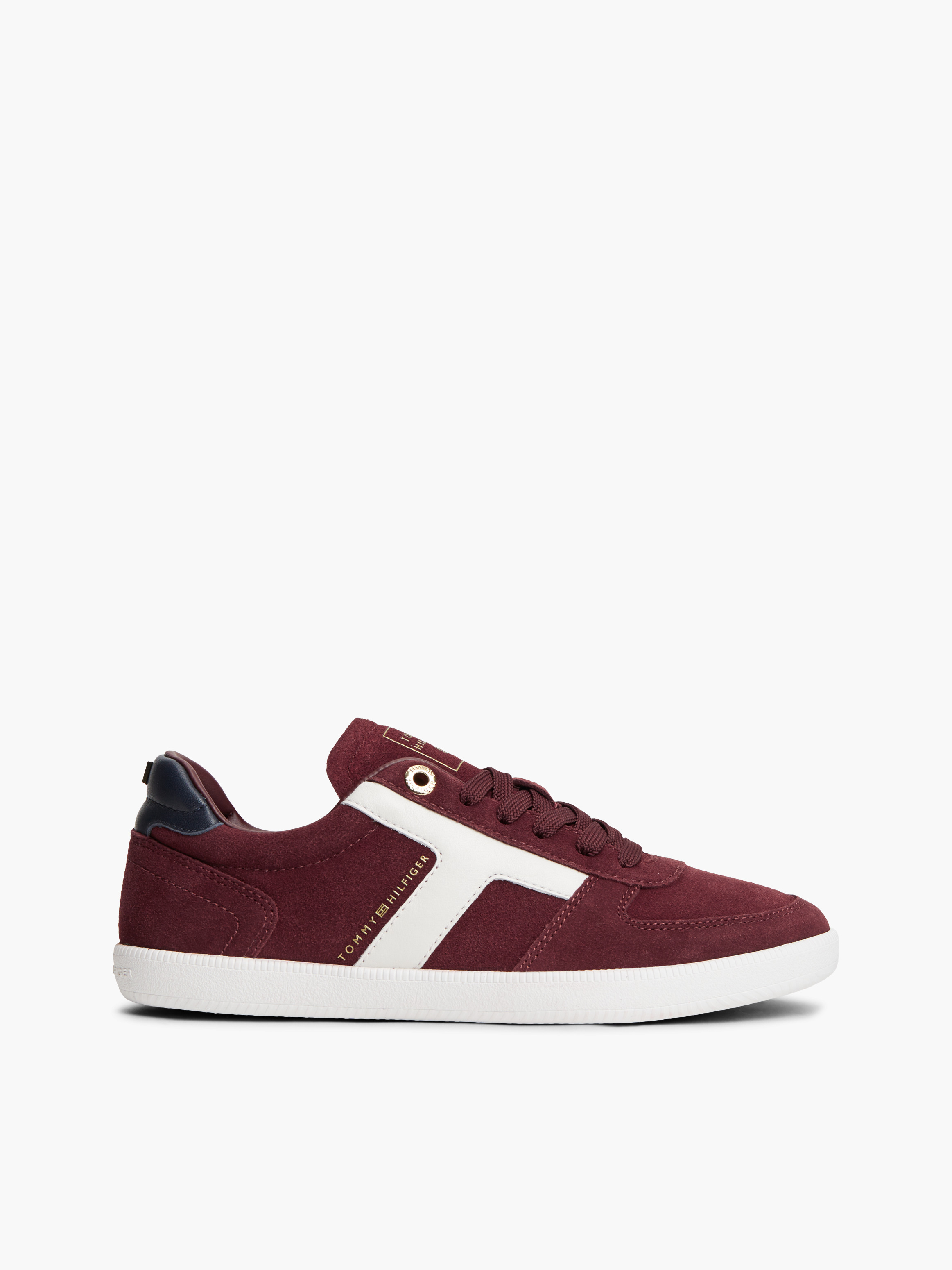 TH Tribeca Suede Mixed Texture Enamel Flag Trainers — Maroon