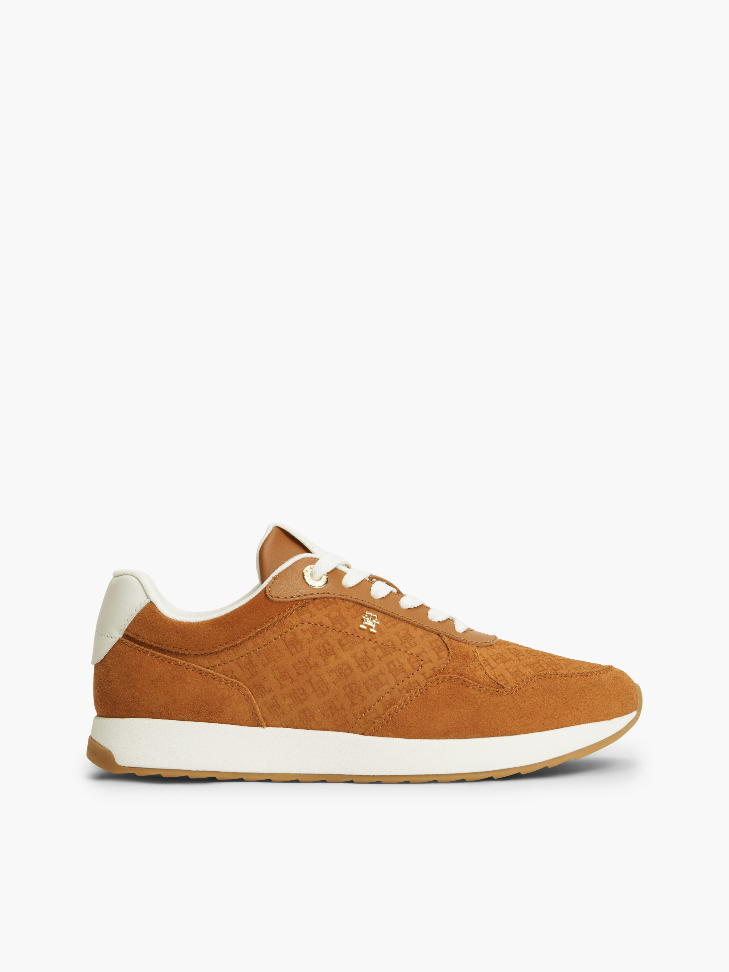 TH Monogram Plaque Suede Trainers — Ginger Clay