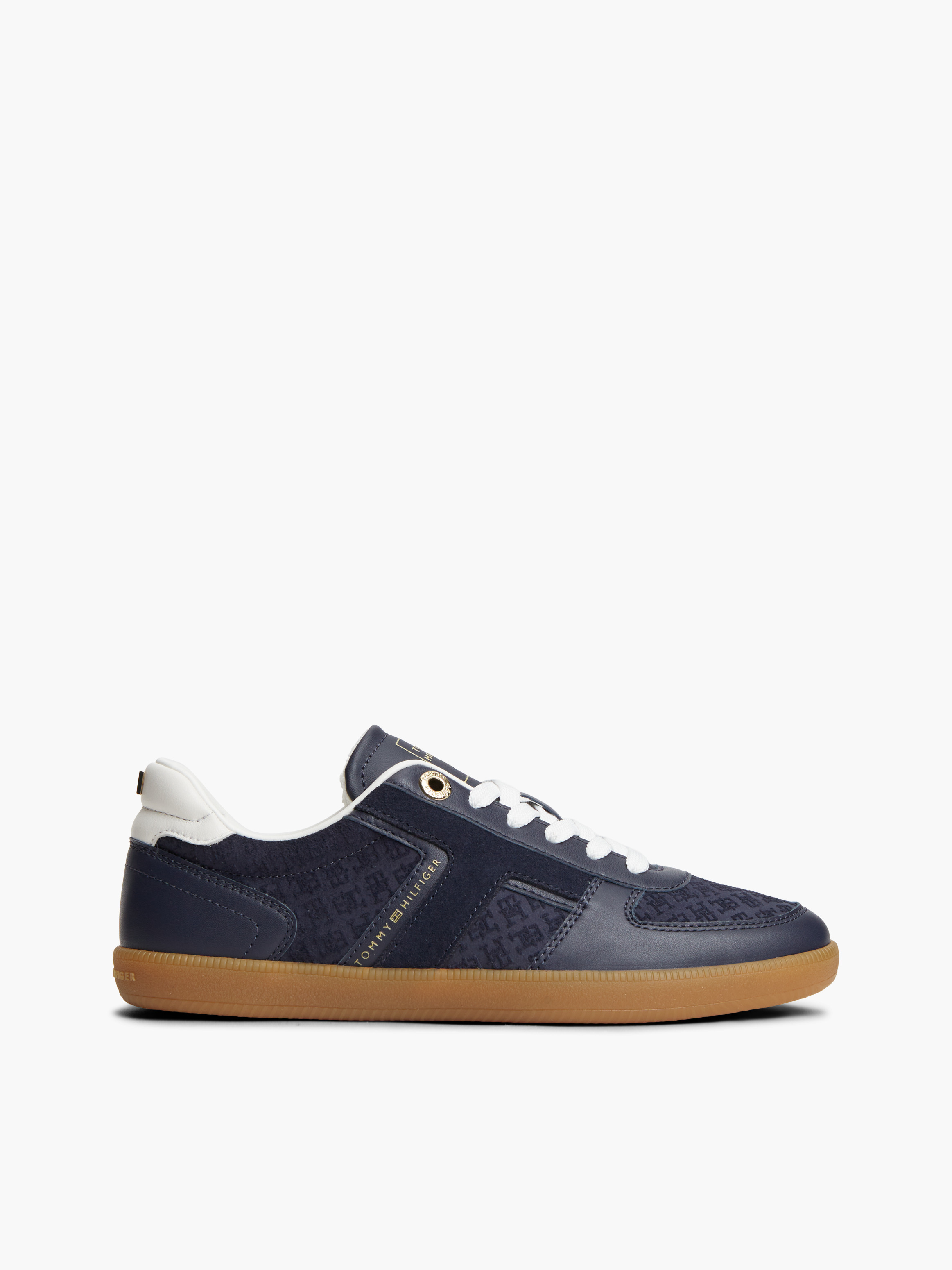 TH Tribeca Leather Embossed Monogram Trainers — SPACE BLUE