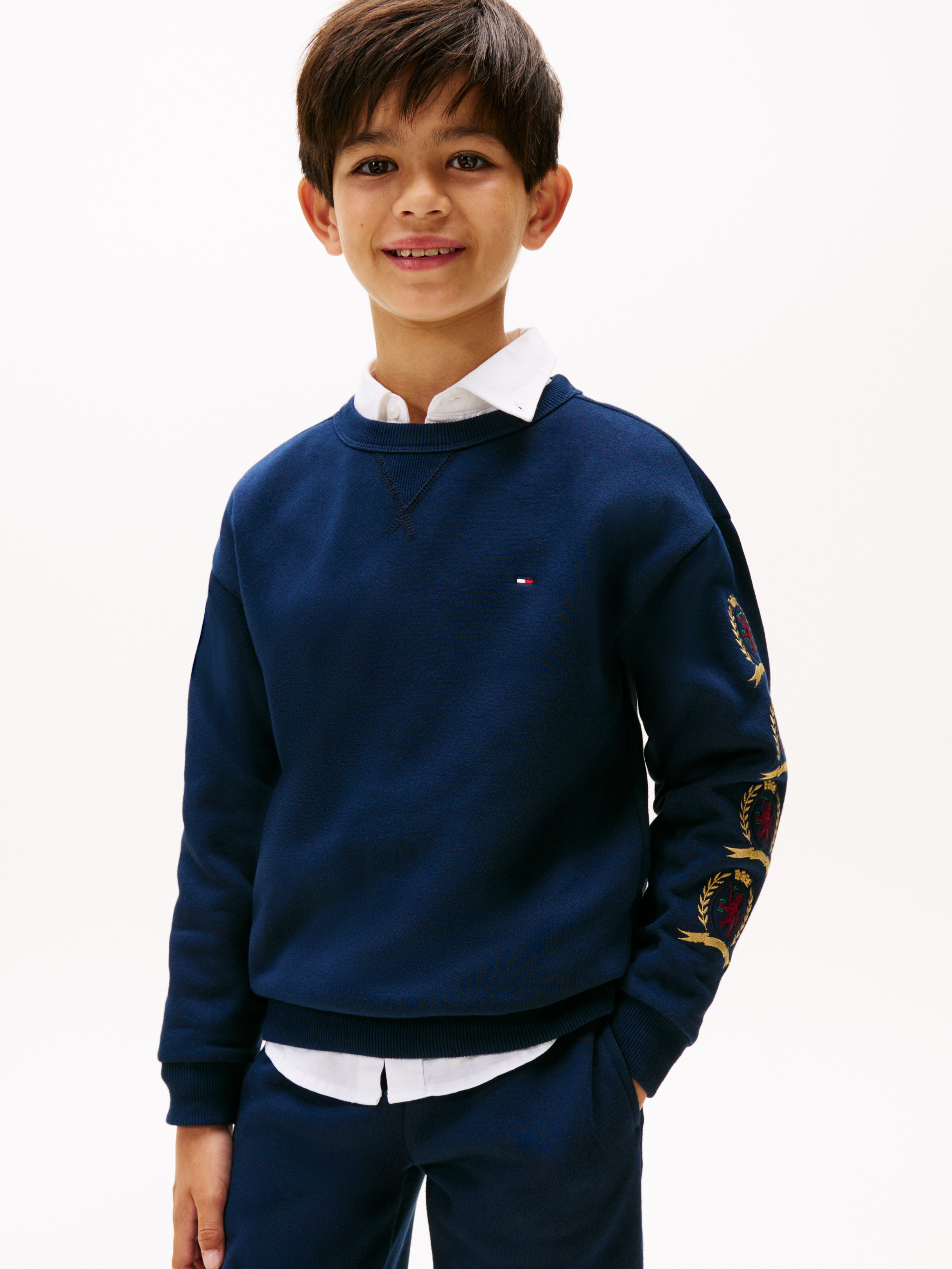 Repeat TH Crest Embroidery Fleece Sweatshirt
