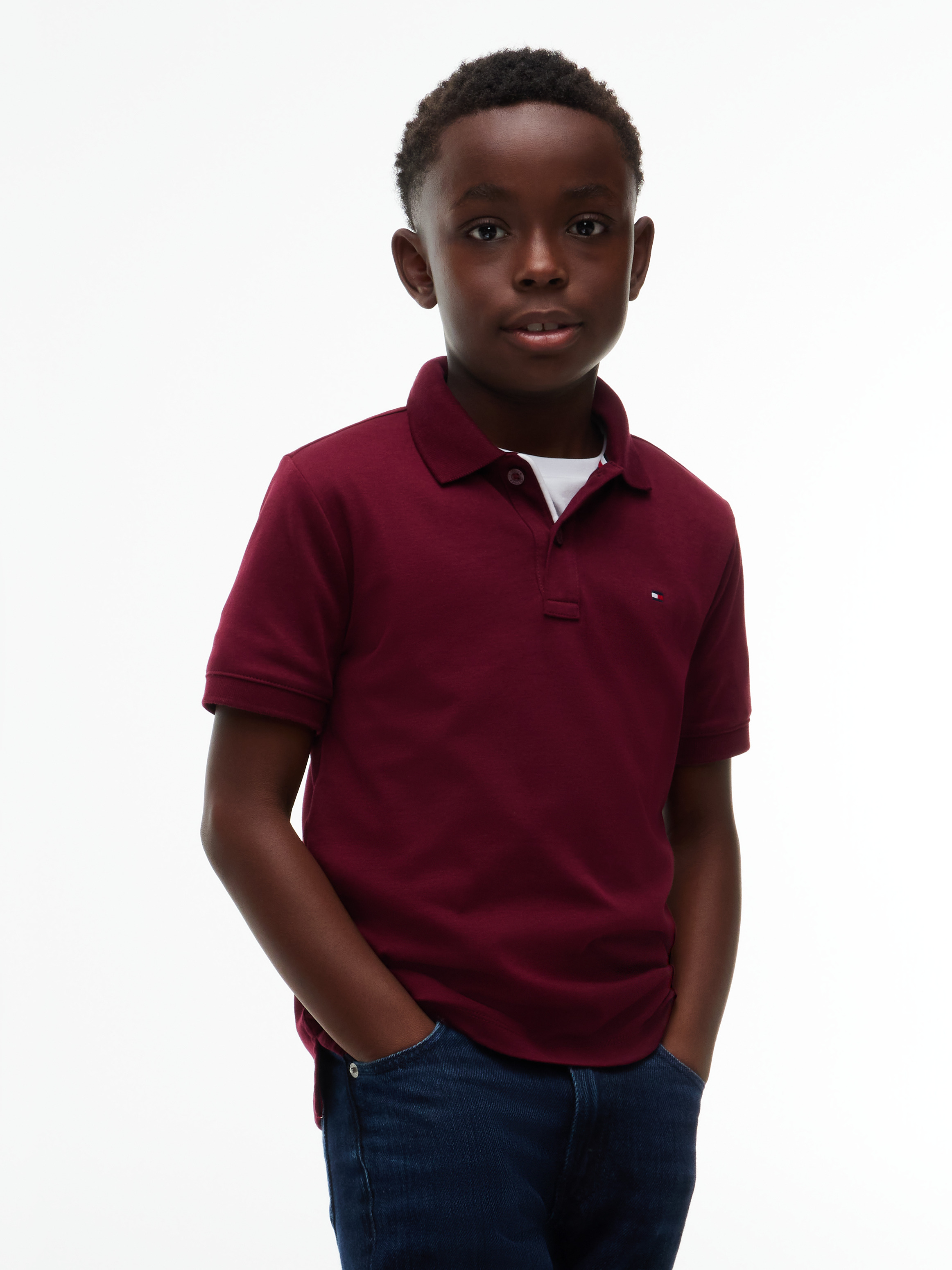 Essential Regular Fit Interlock Polo Shirt — BURGUNDY