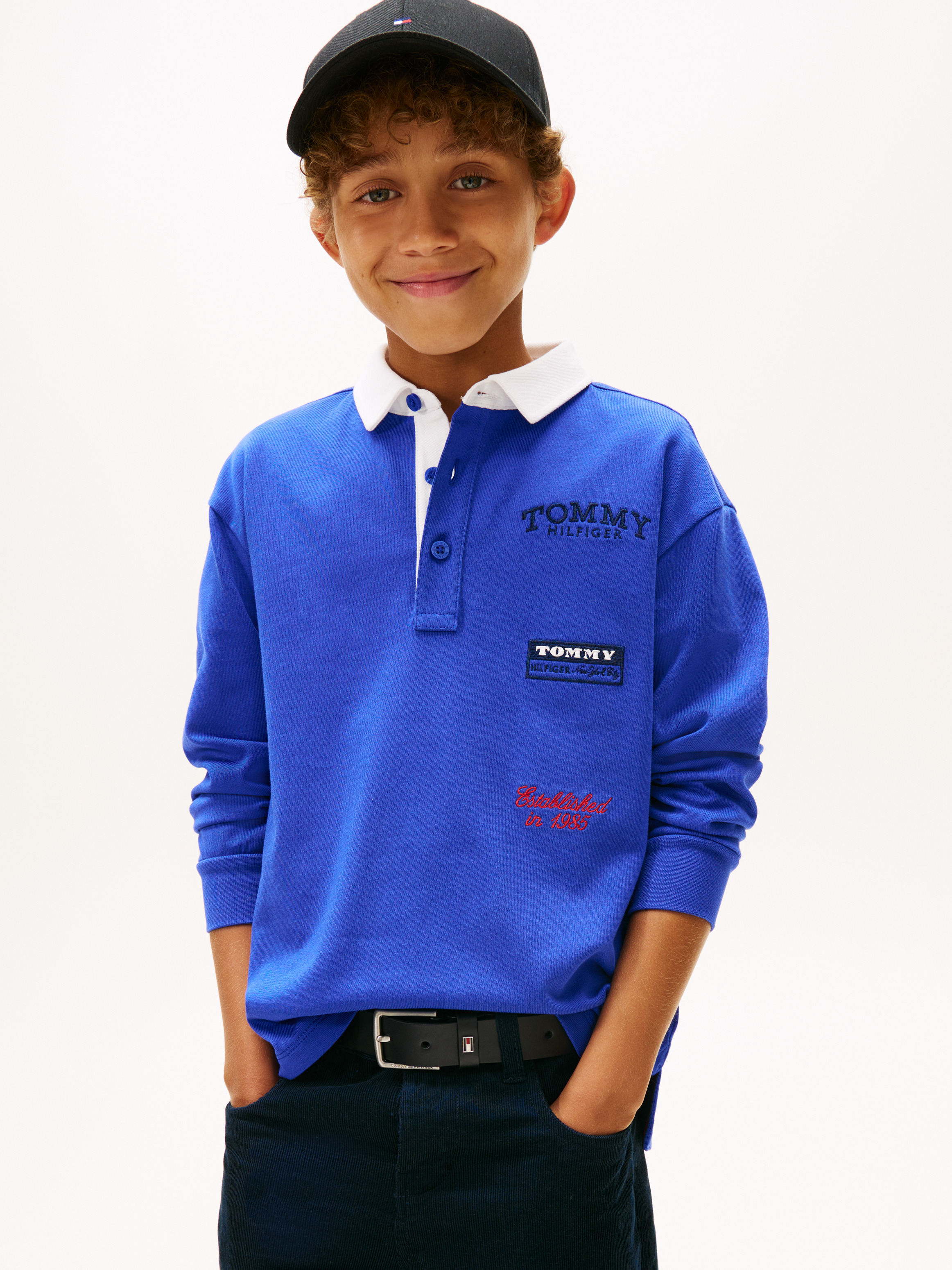 Logo Embroidery Long Sleeve Polo T-Shirt