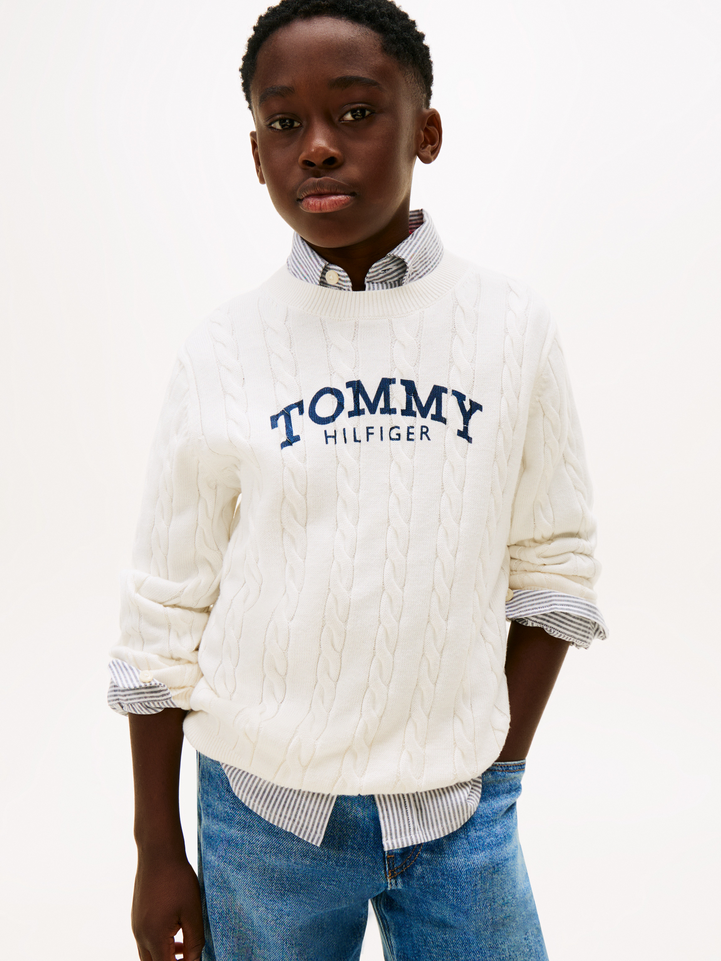 Logo Cable Knit Jumper