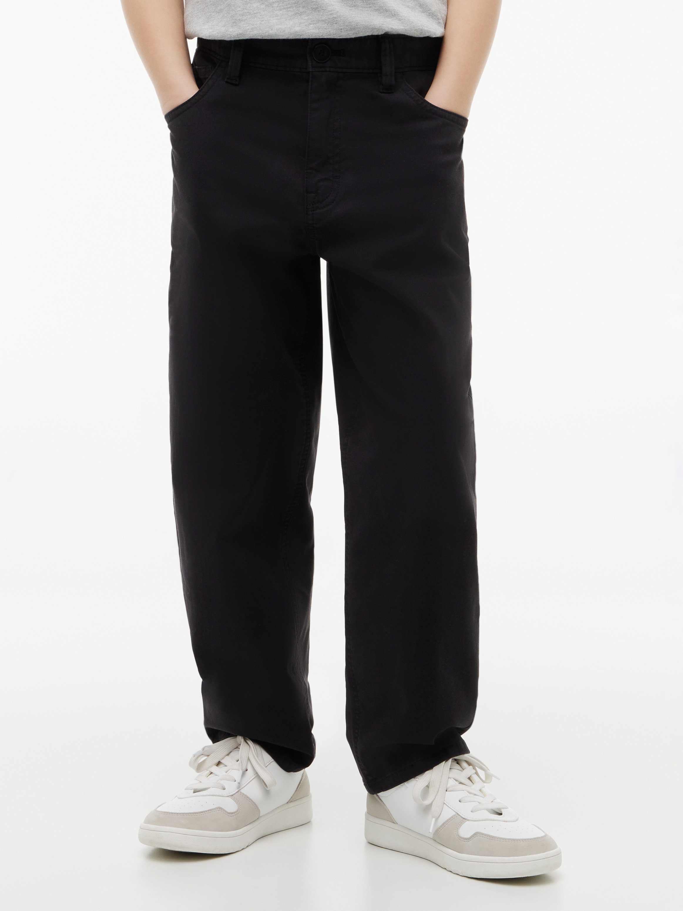 Herringbone Barrel Leg Twill Trousers