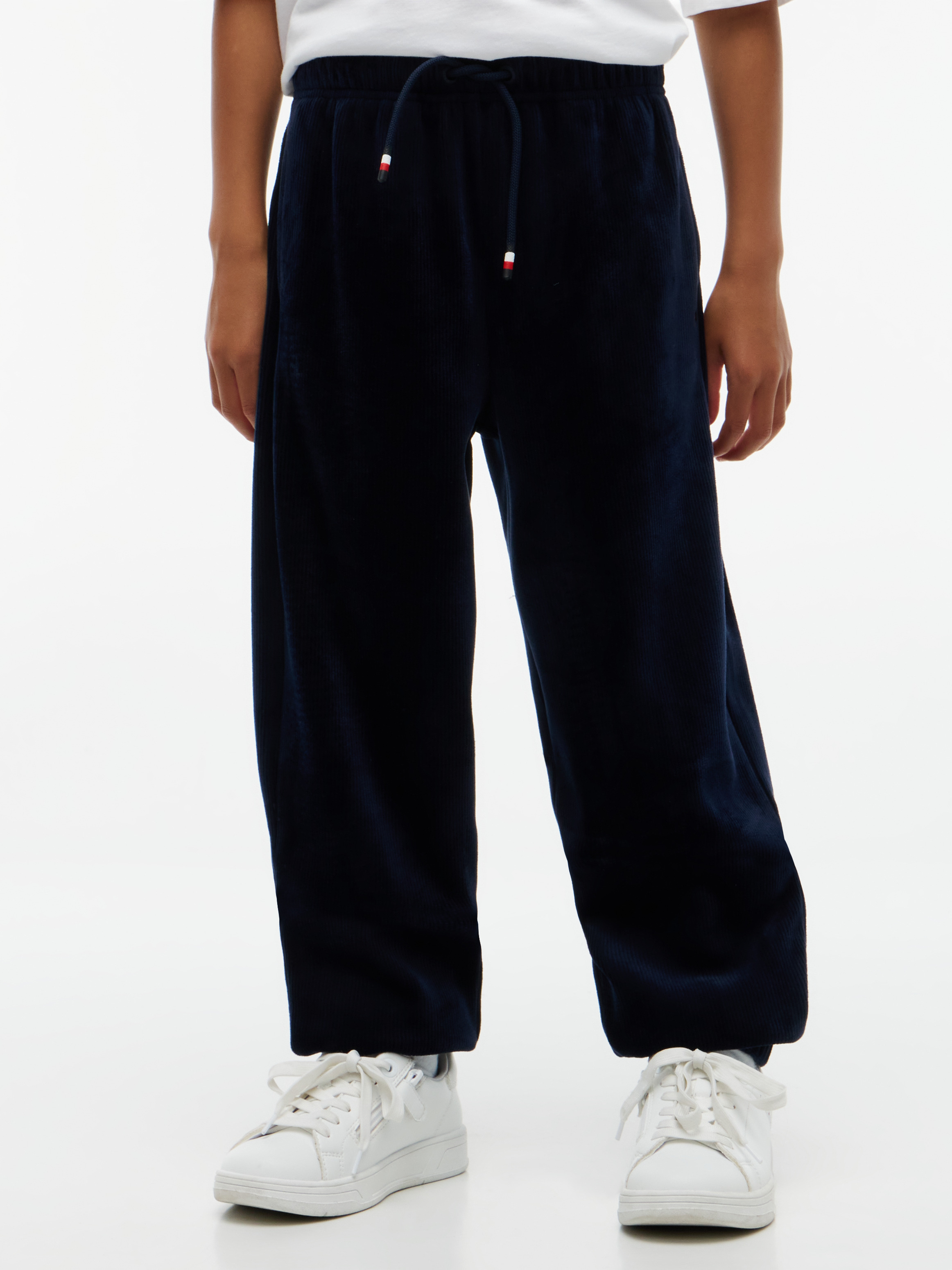 Velour Wide Leg Joggers — Blue