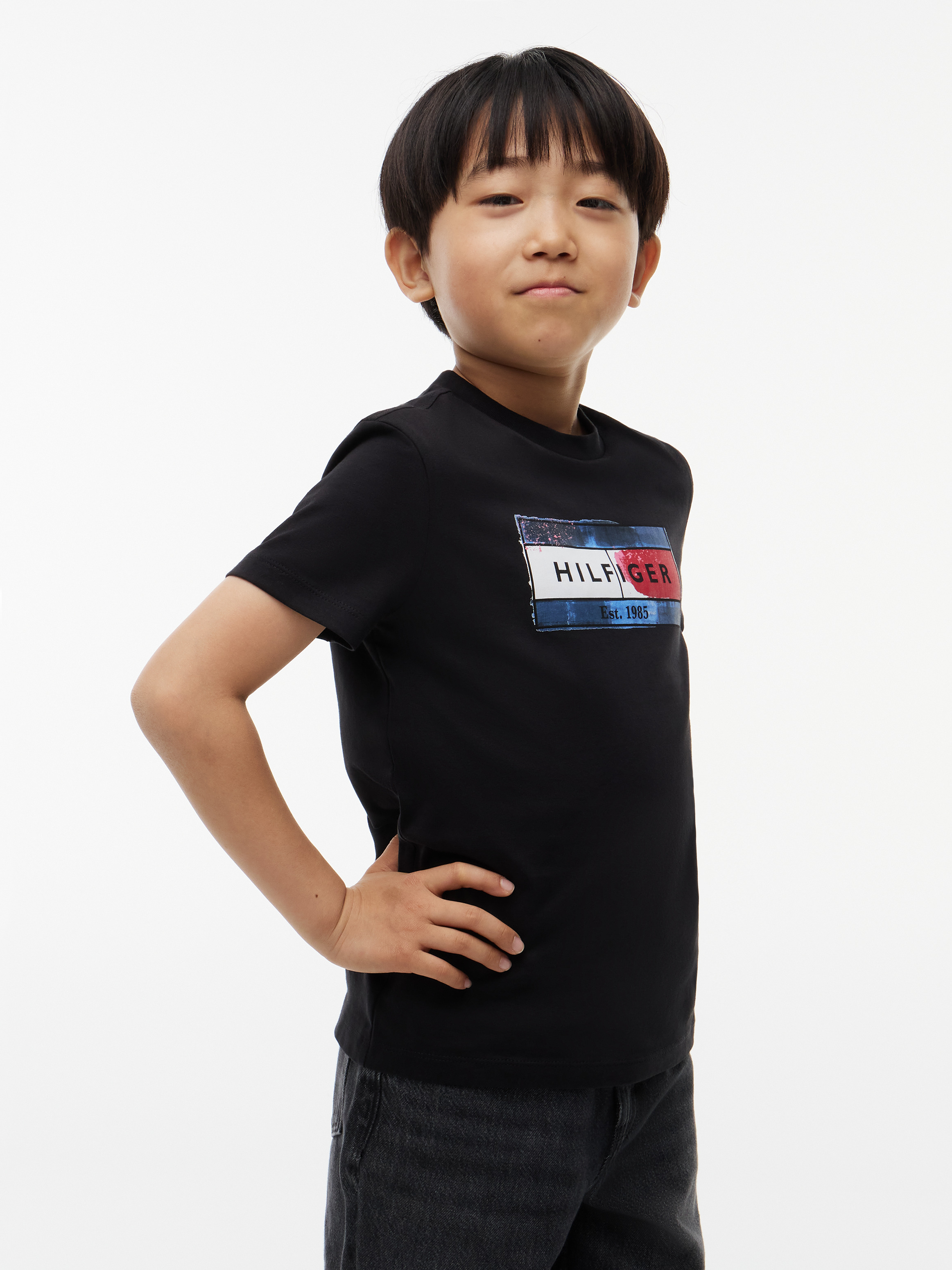 Flag Graphic Jersey T-Shirt — BLACK