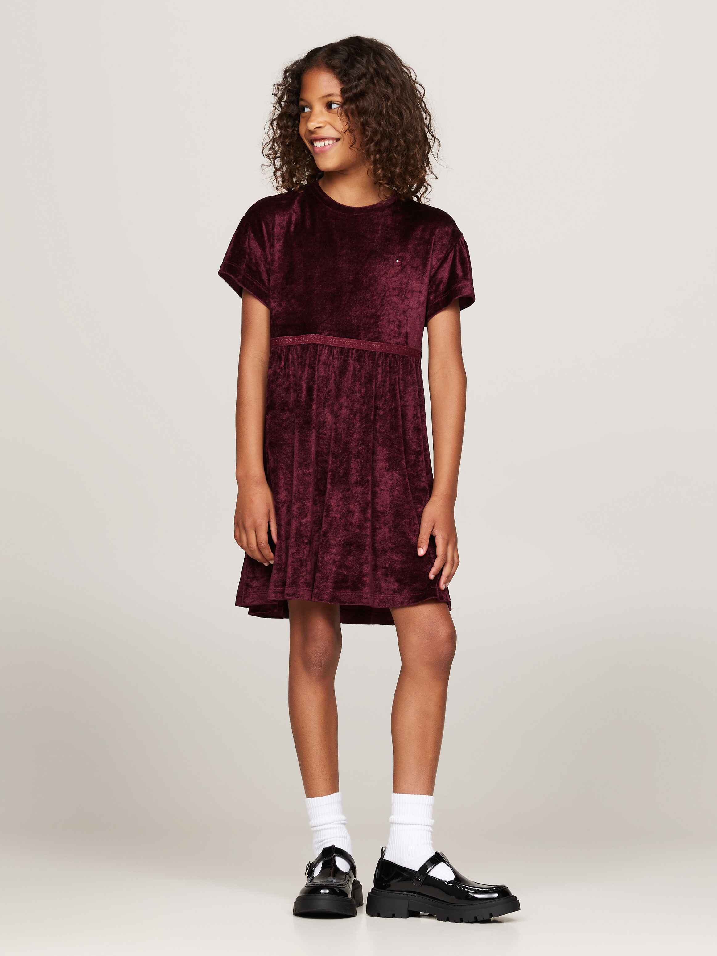 Velour Short Sleeve Relaxed Dress