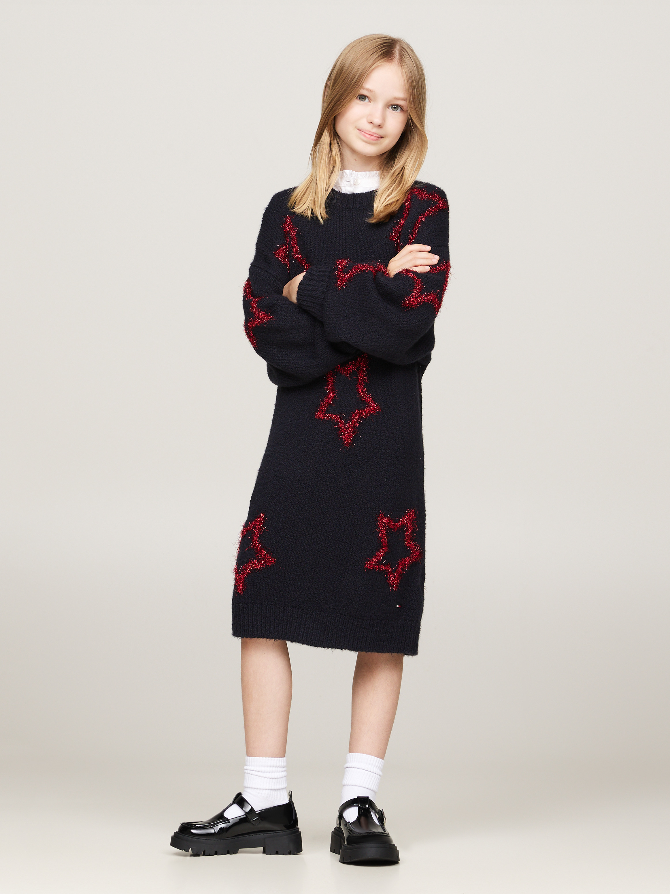 Metallic Star Relaxed Jumper Dress