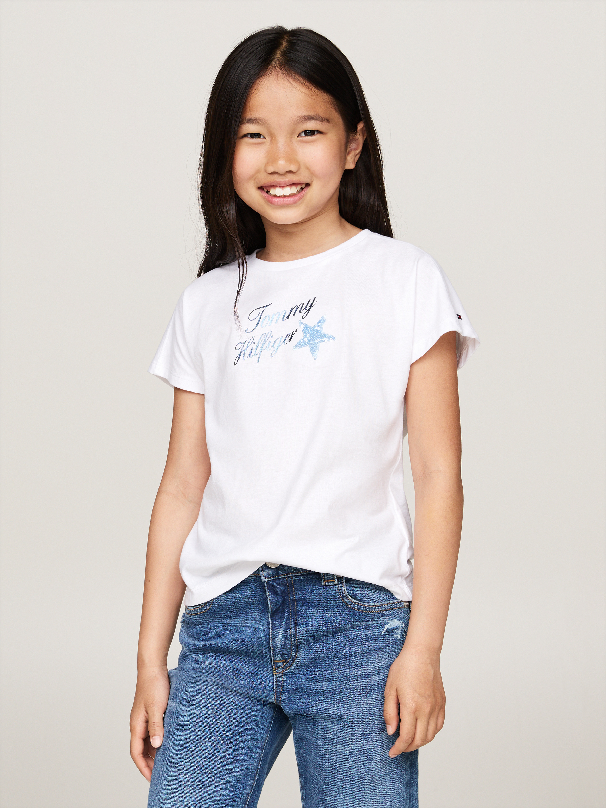 Sequin Star Foil Script Logo T-Shirt