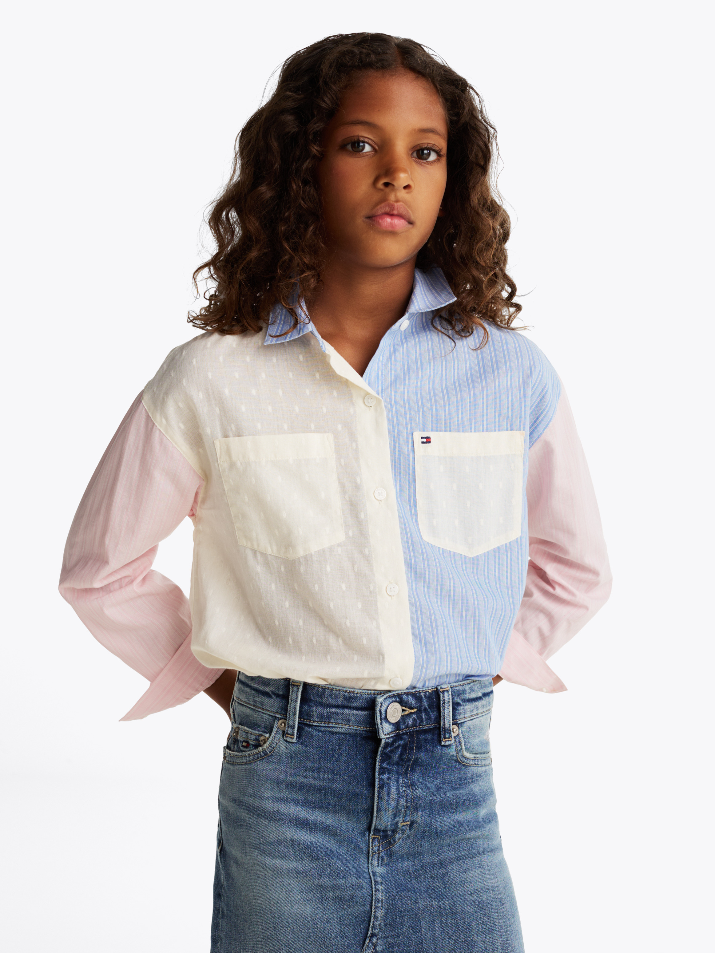 Mixed Stripe Colour-Blocked Shirt