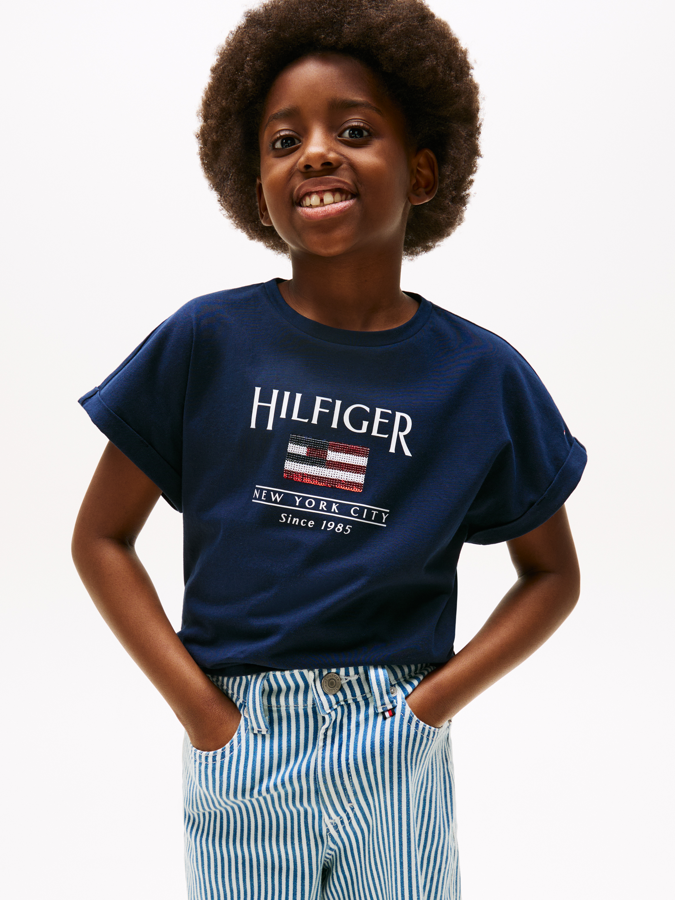 Sequin Flag Relaxed T-Shirt