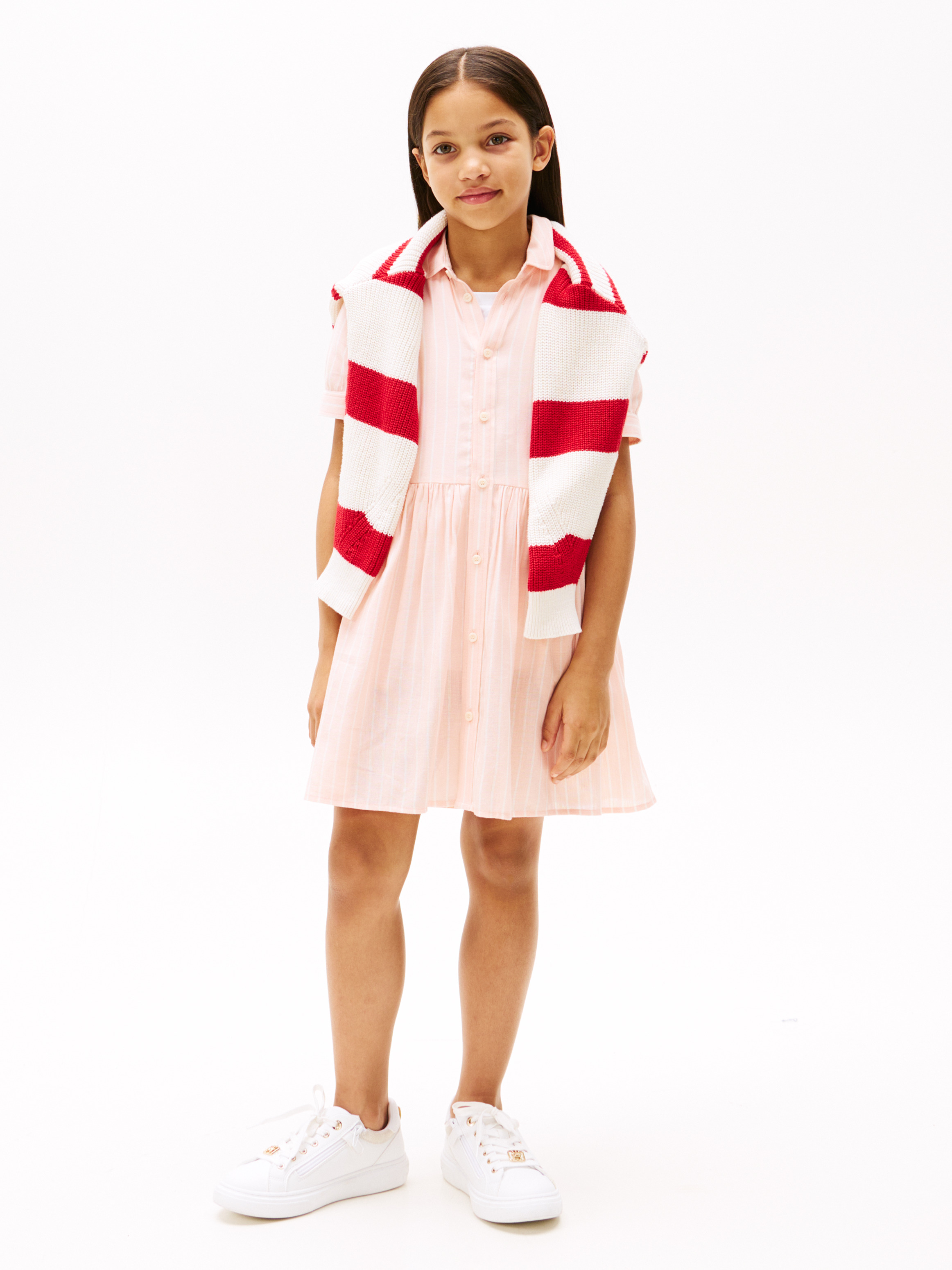 Stripe Short Sleeve Shirt Dress