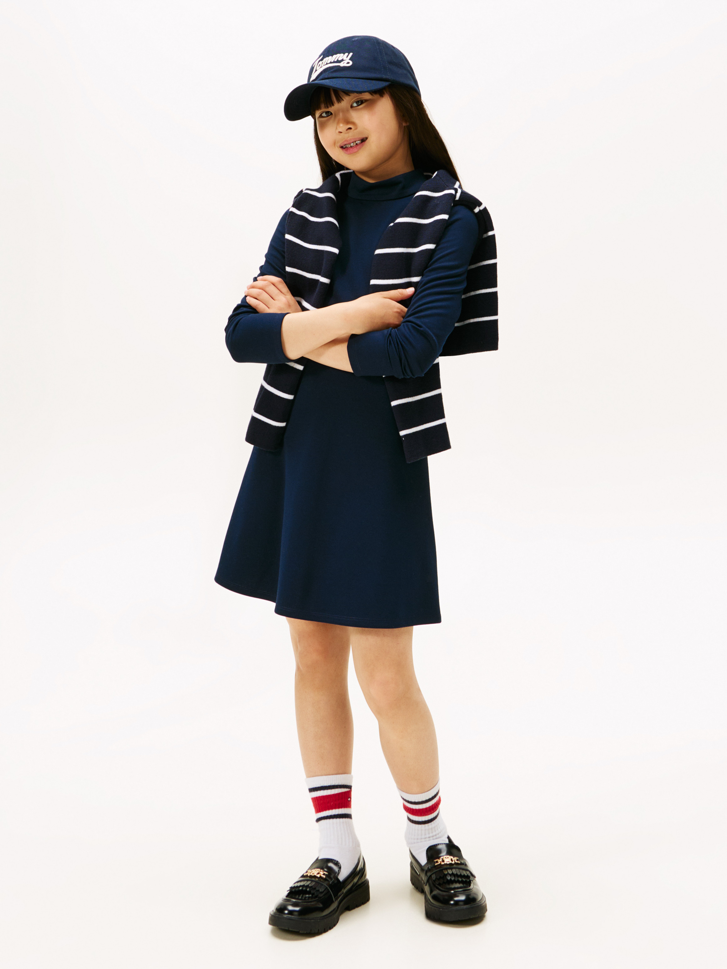 Sparkle Logo Mock Neck Skater Dress