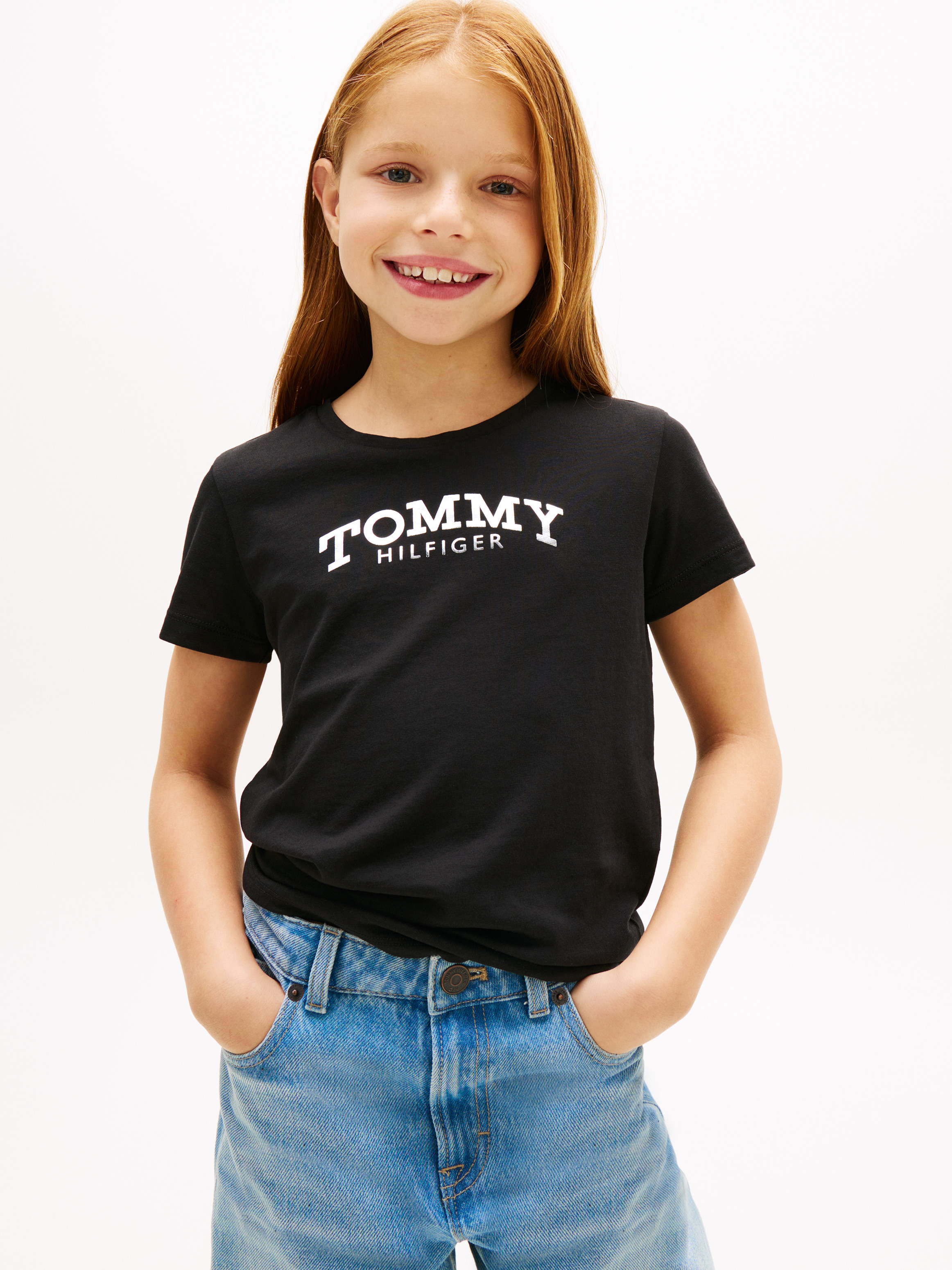 Metallic Logo Slim Crew Neck T-Shirt