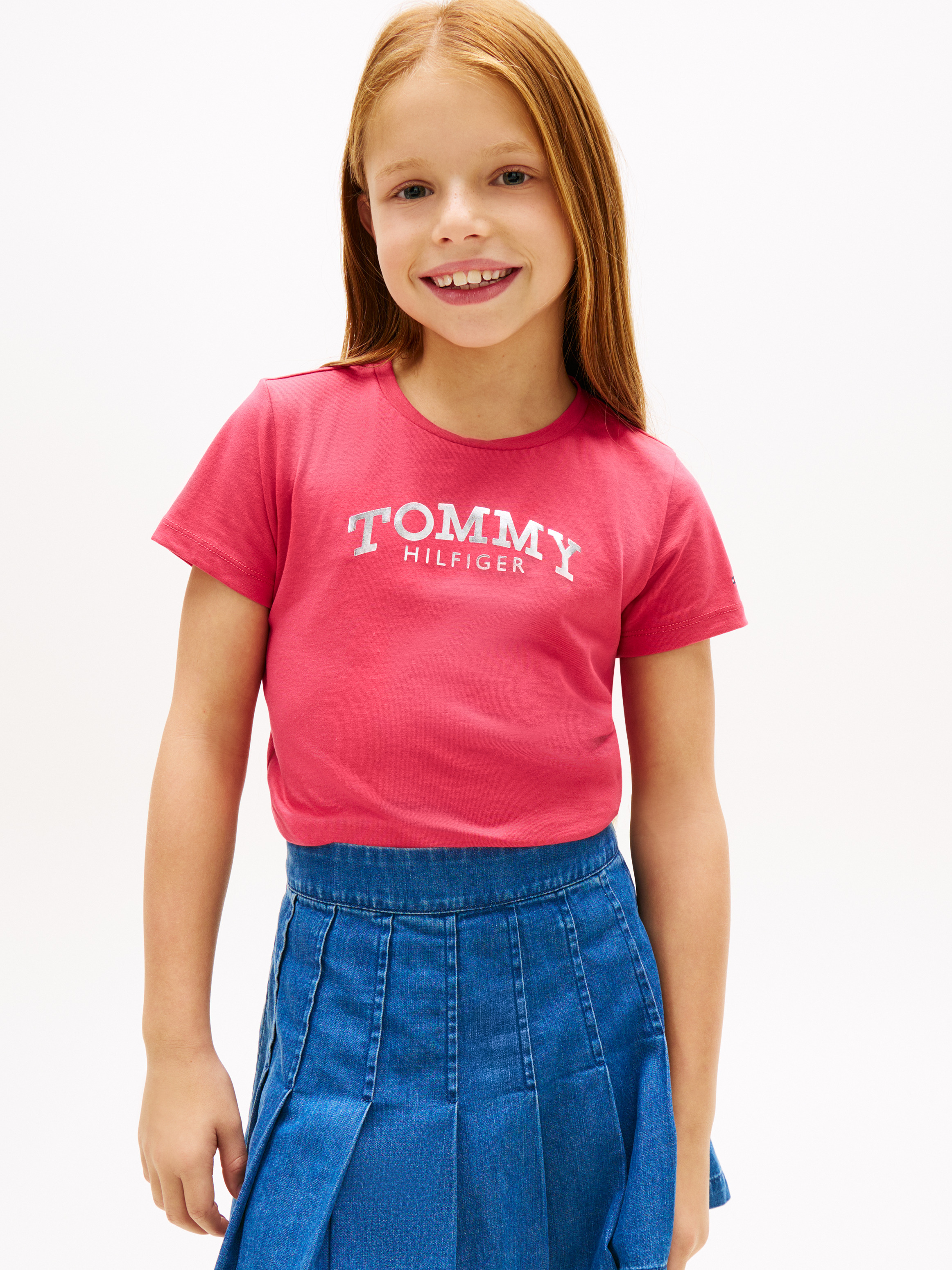 Metallic Logo Slim Crew Neck T-Shirt