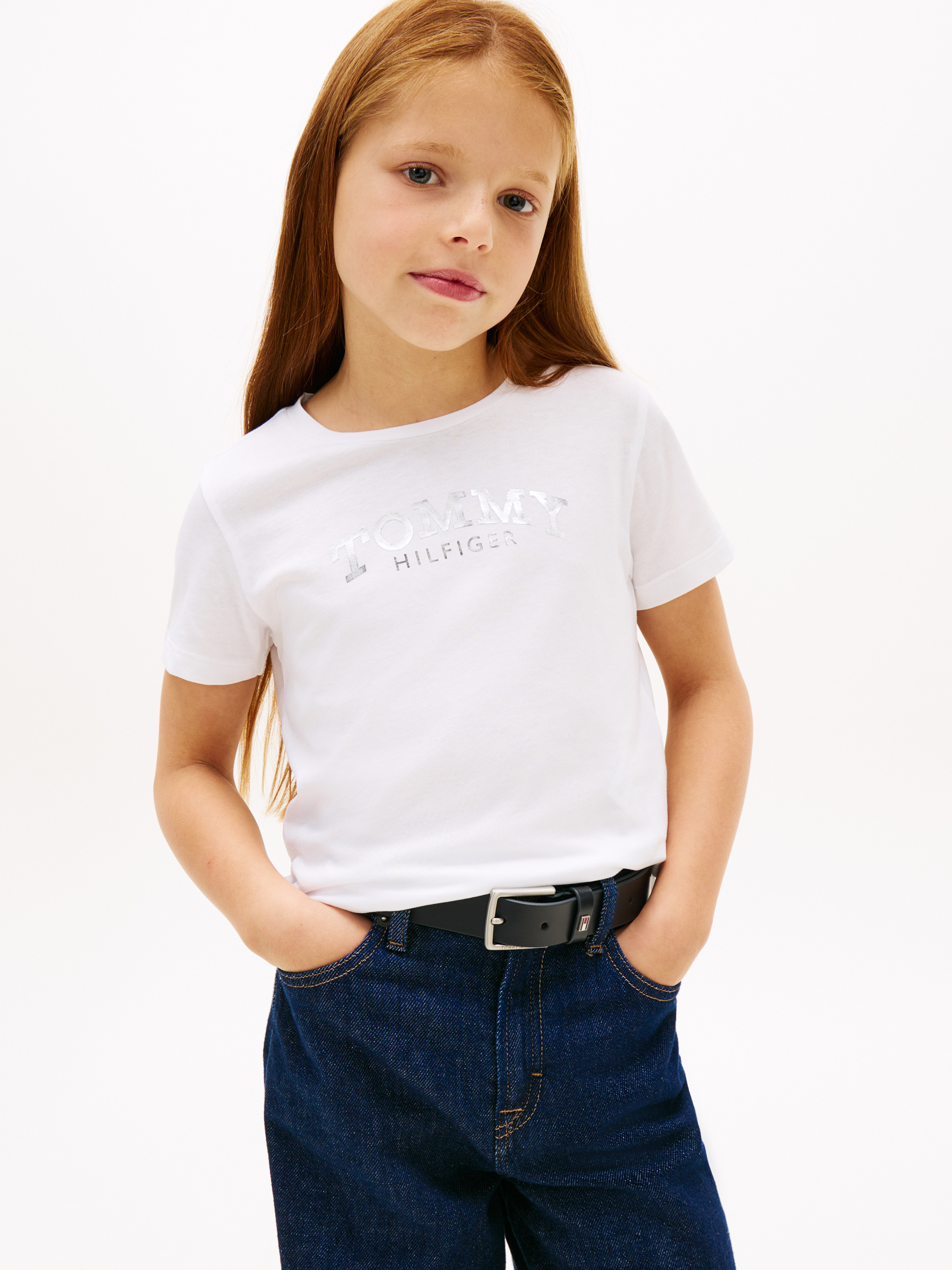 Metallic Logo Slim Crew Neck T-Shirt